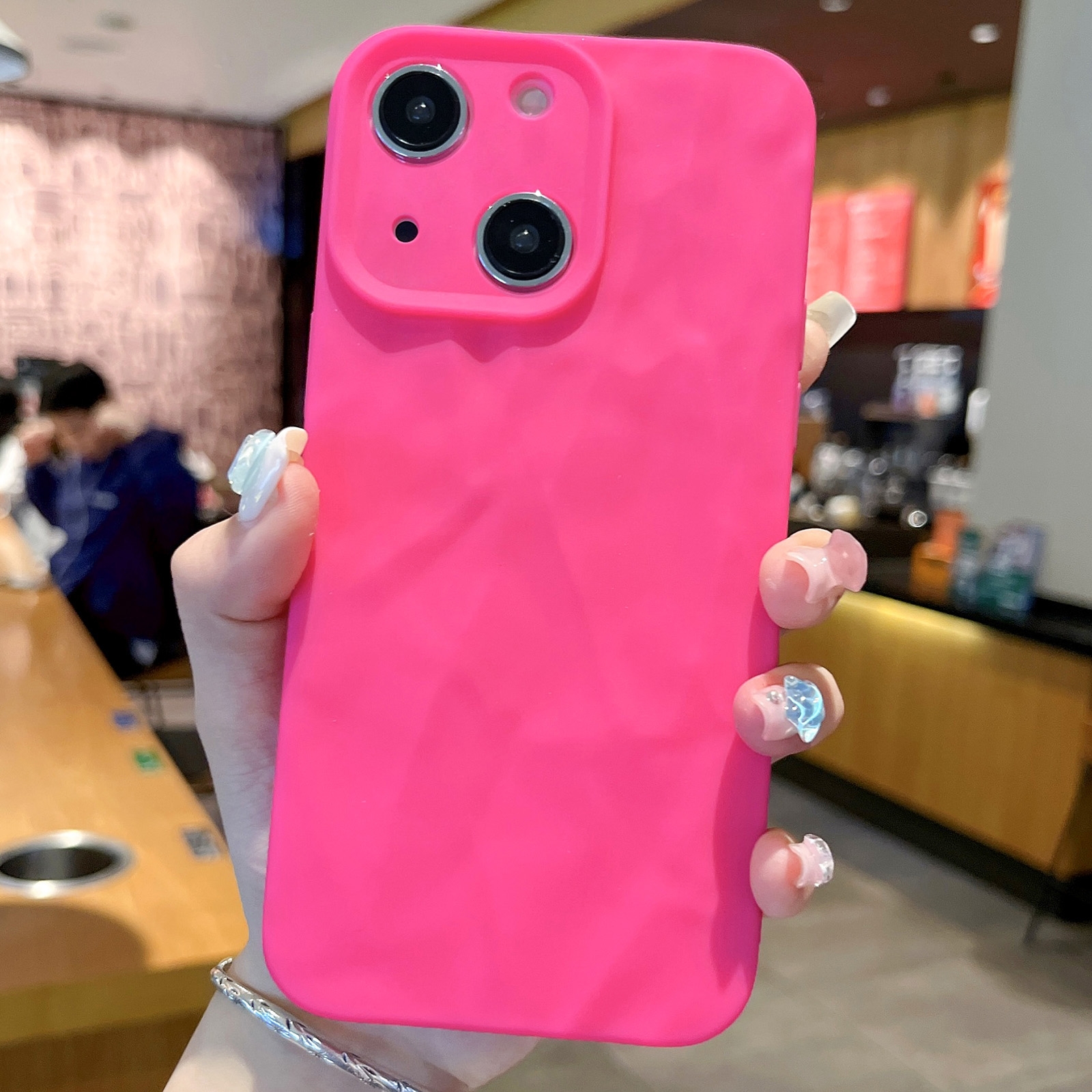 For iPhone 14 Frosted Wrinkles Texture TPU Phone Case(Rose Red) - Shopkiz.com