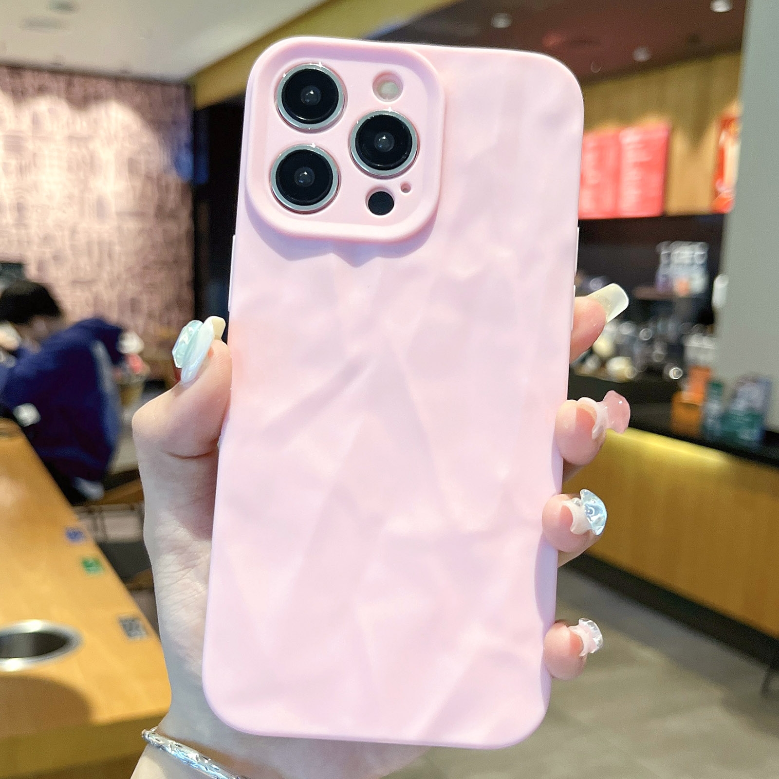 For iPhone 13 Pro Max Frosted Wrinkles Texture TPU Phone Case(Pink) - Shopkiz.com