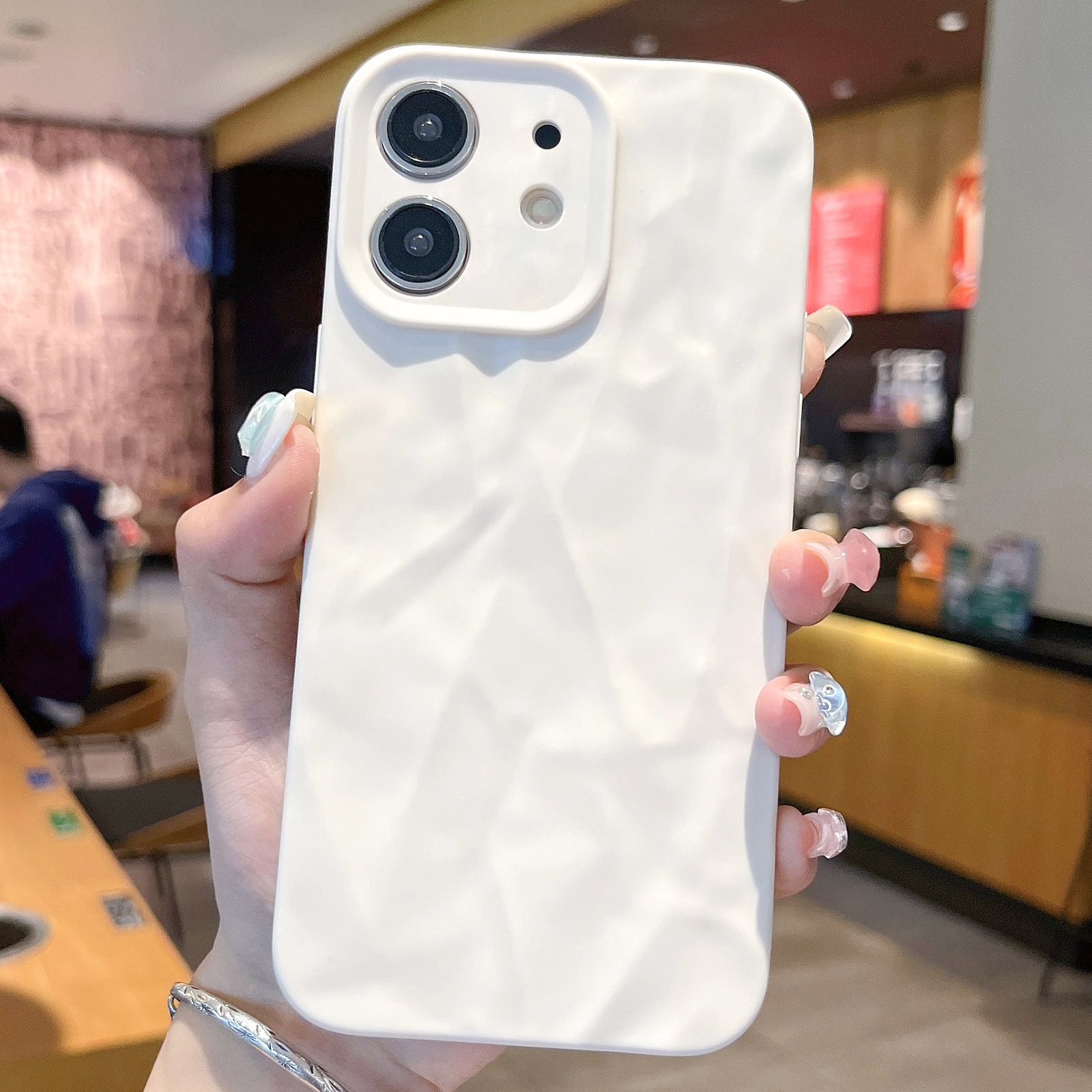 For iPhone 12 Frosted Wrinkles Texture TPU Phone Case(White) - Shopkiz.com