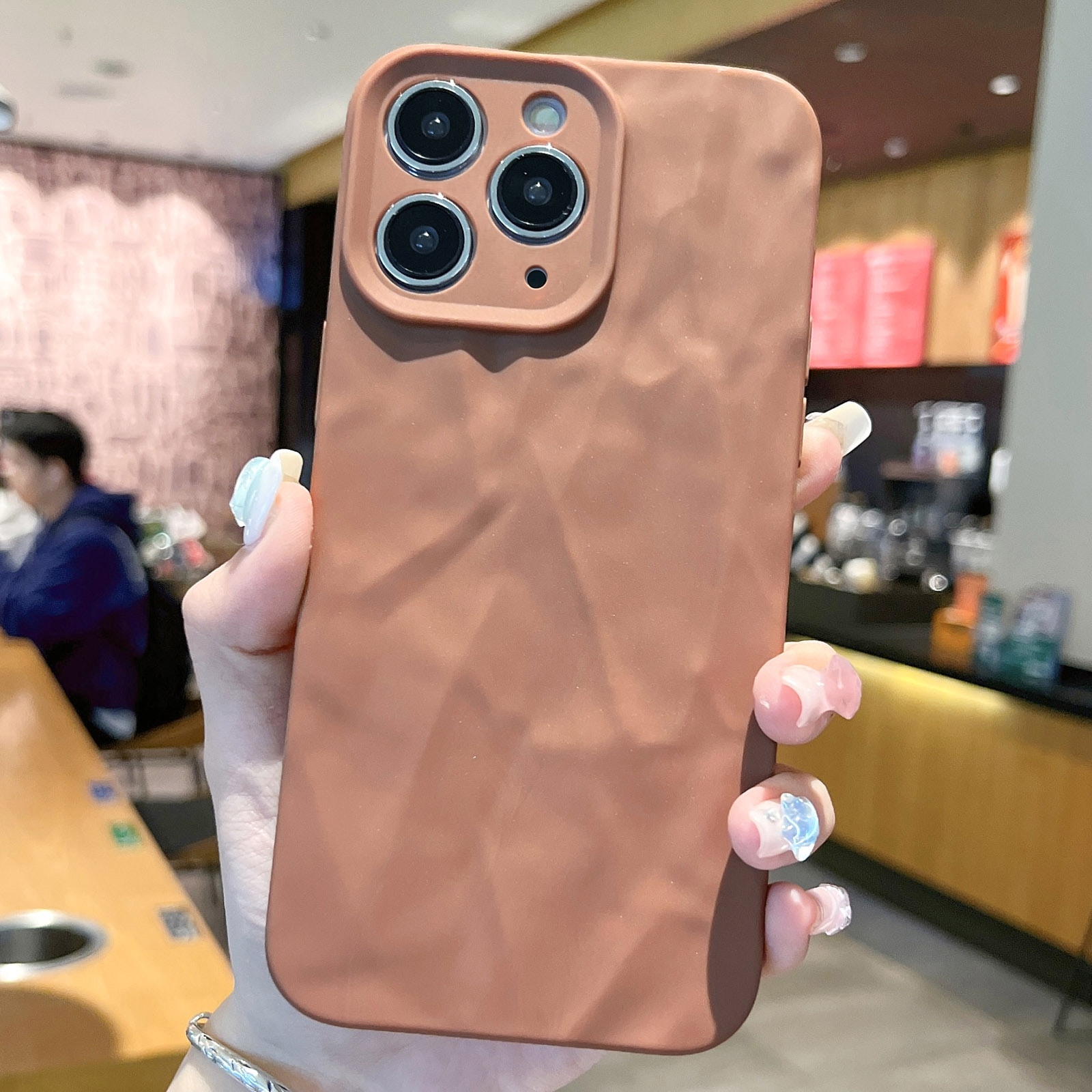 For iPhone 11 Pro Frosted Wrinkles Texture TPU Phone Case(Brown) - Shopkiz.com