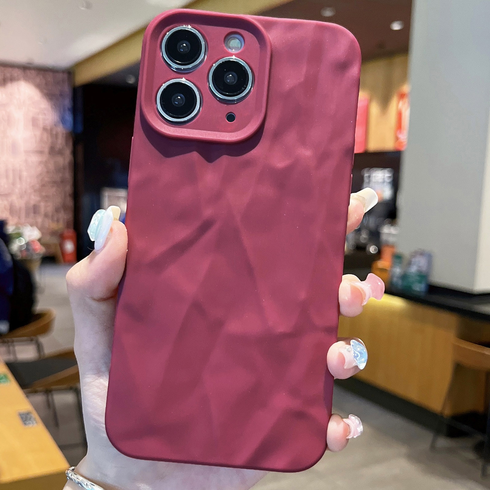 For iPhone 11 Pro Frosted Wrinkles Texture TPU Phone Case(Red) - Shopkiz.com