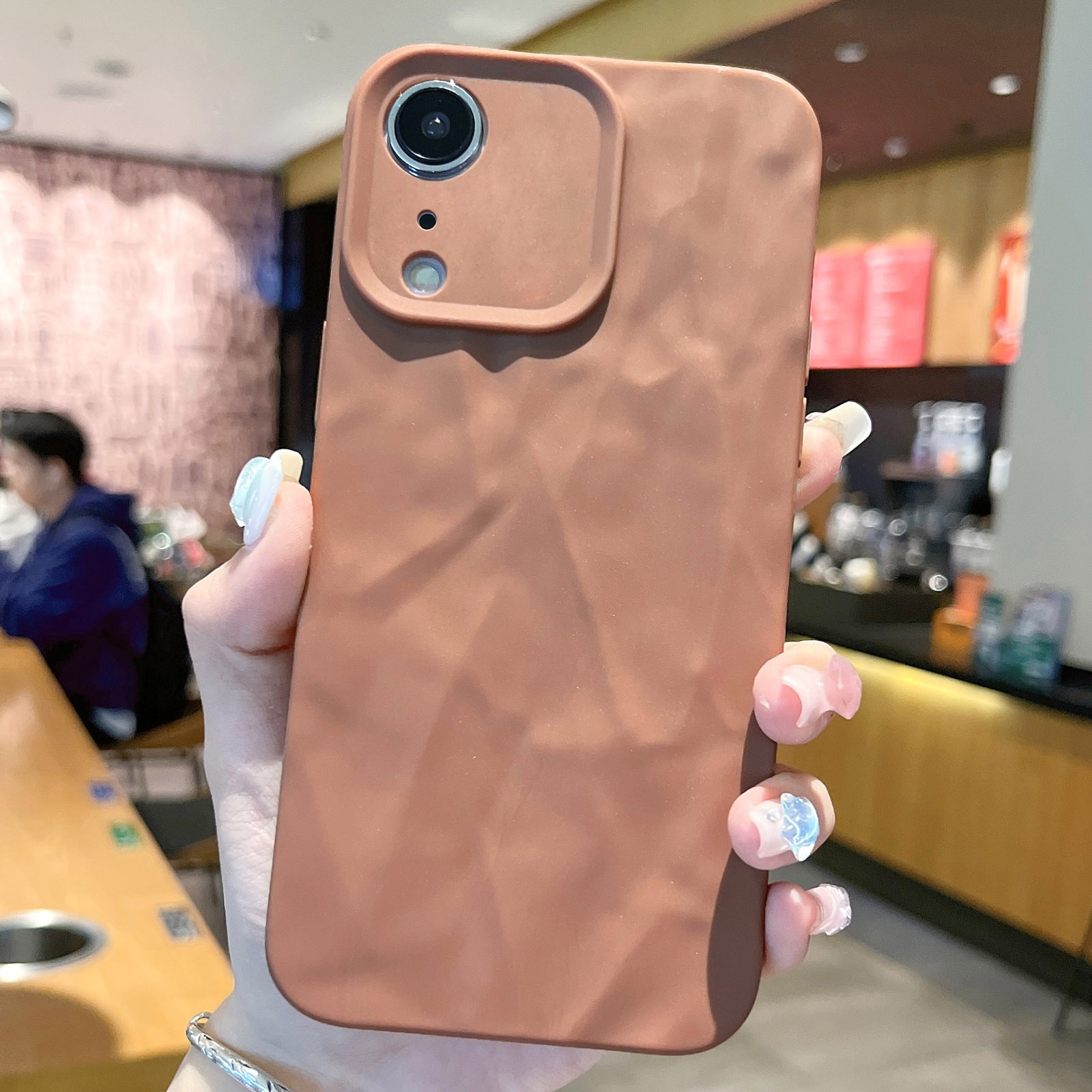 For iPhone XR Frosted Wrinkles Texture TPU Phone Case(Brown) - Shopkiz.com