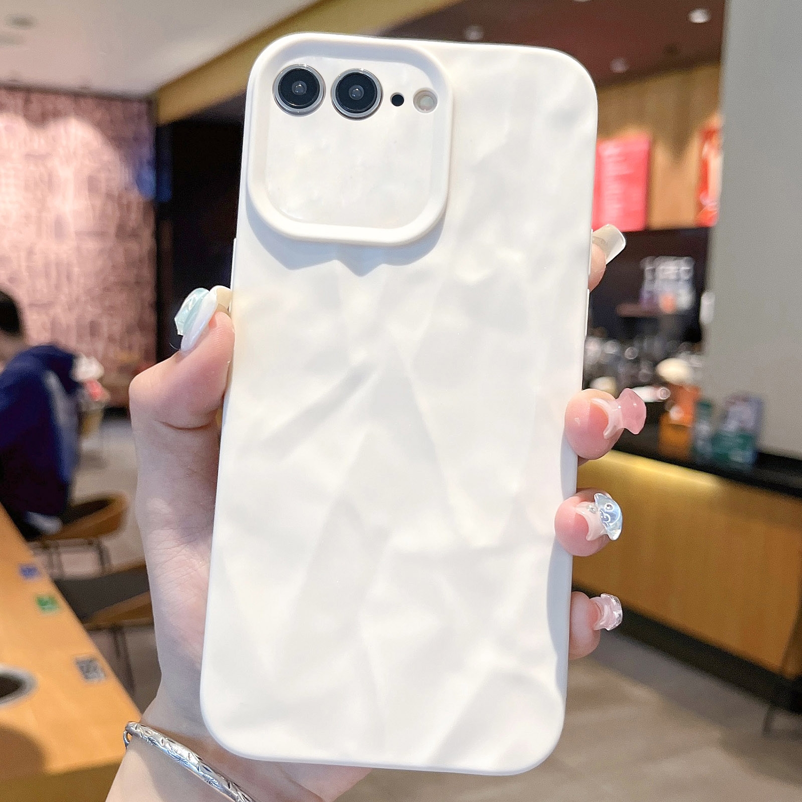 For iPhone 7 Plus / 8 Plus Frosted Wrinkles Texture TPU Phone Case(White) - Shopkiz.com