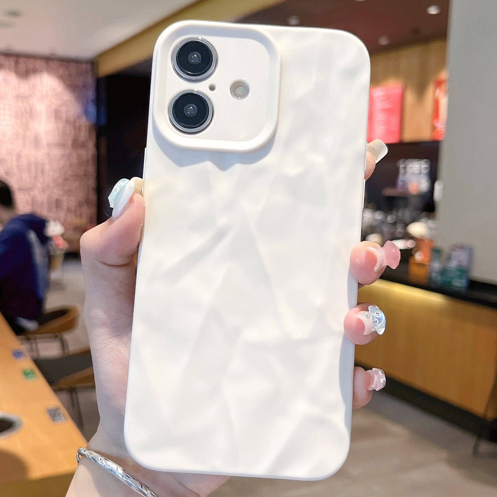 For iPhone 16 Frosted Wrinkles Texture TPU Phone Case(White) - Shopkiz.com