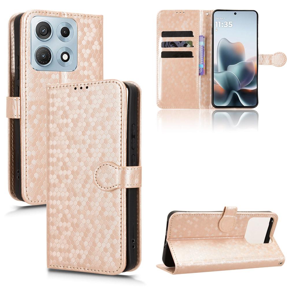 For Motorola Edge 70 Max 5G Honeycomb Dot Texture Leather Phone Case(Gold) - Shopkiz.com
