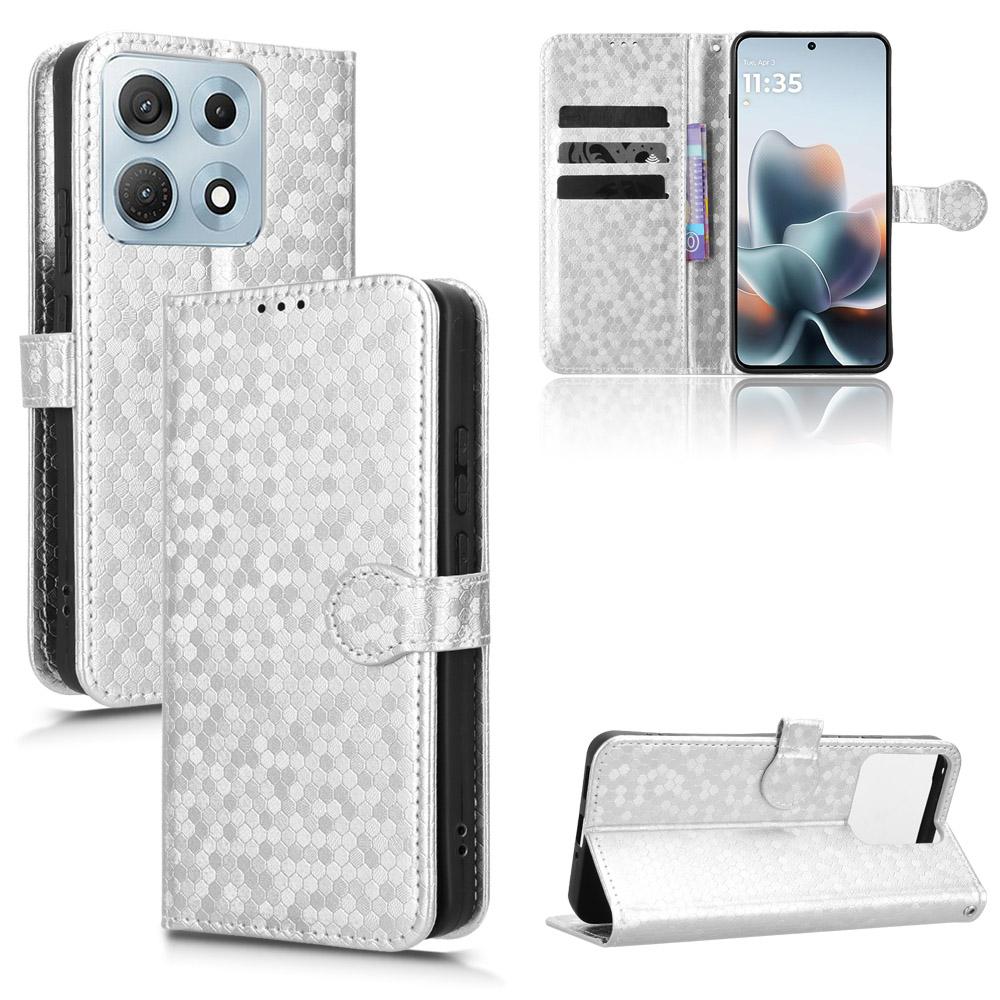 For Motorola Edge 70 Max 5G Honeycomb Dot Texture Leather Phone Case(Silver) - Shopkiz.com