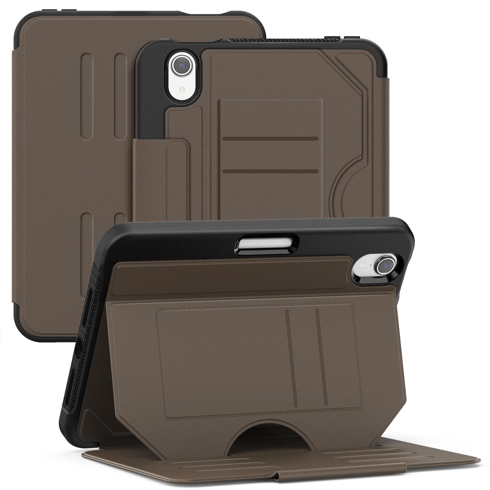 For iPad mini 2024 / mini 6 Notebook Magnetic Leather Tablet Case(Brown) - Shopkiz.com