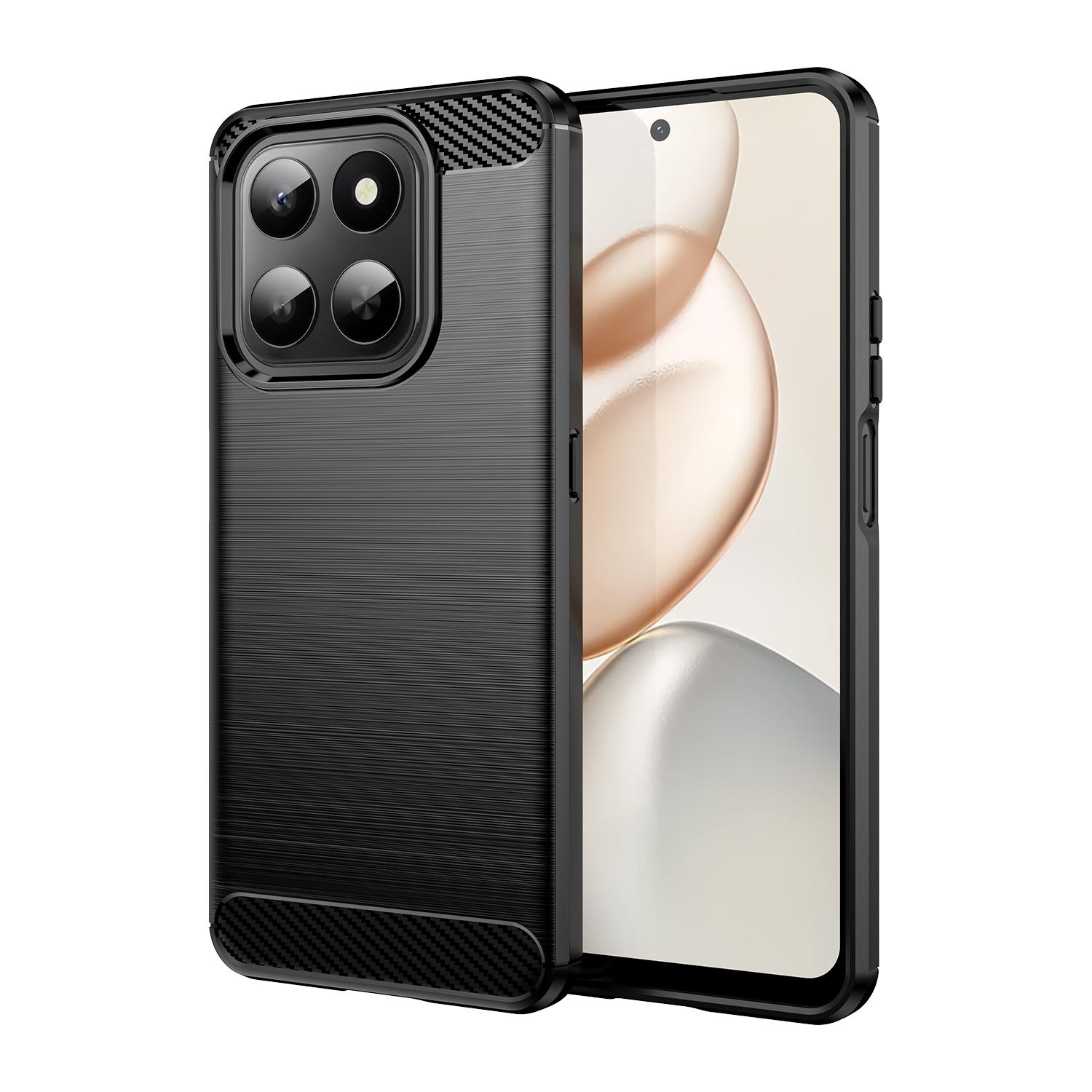 For Honor X7d 5G Carbon Fiber Brushed Texture TPU Phone Case(Black)