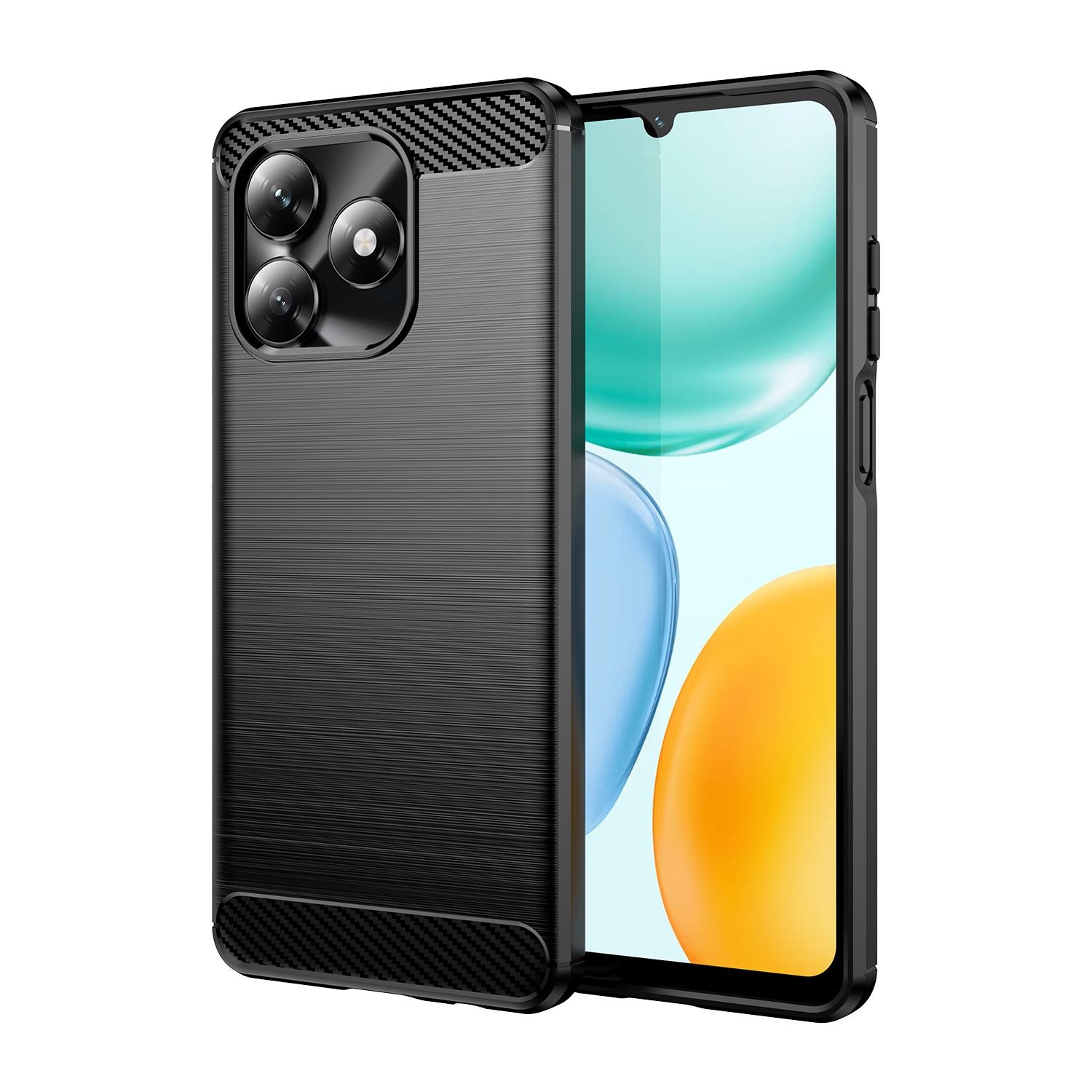 For Honor X5c Plus Carbon Fiber Brushed Texture TPU Phone Case(Black)