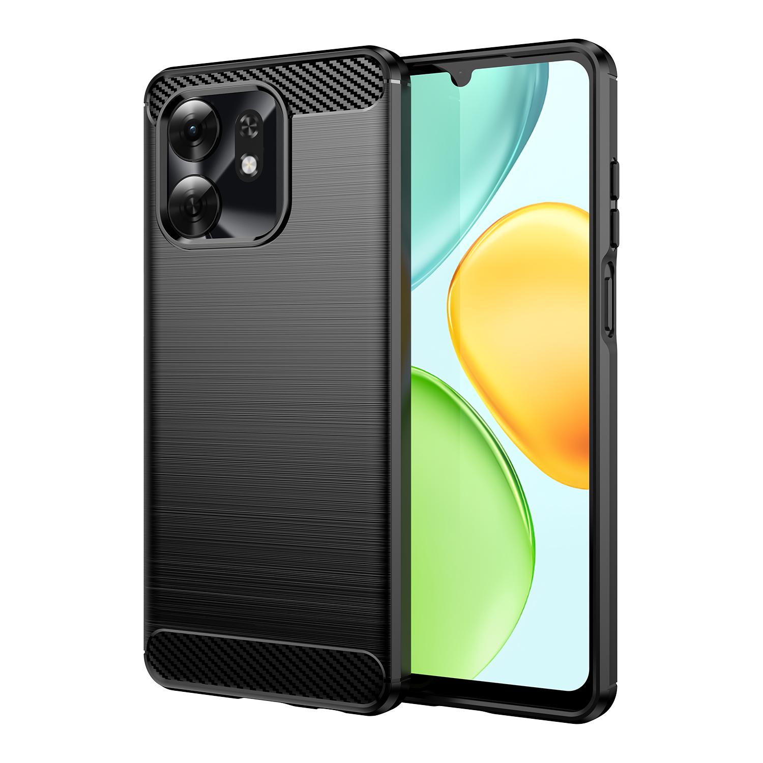 For Honor X6d 5G Carbon Fiber Brushed Texture TPU Phone Case(Black)