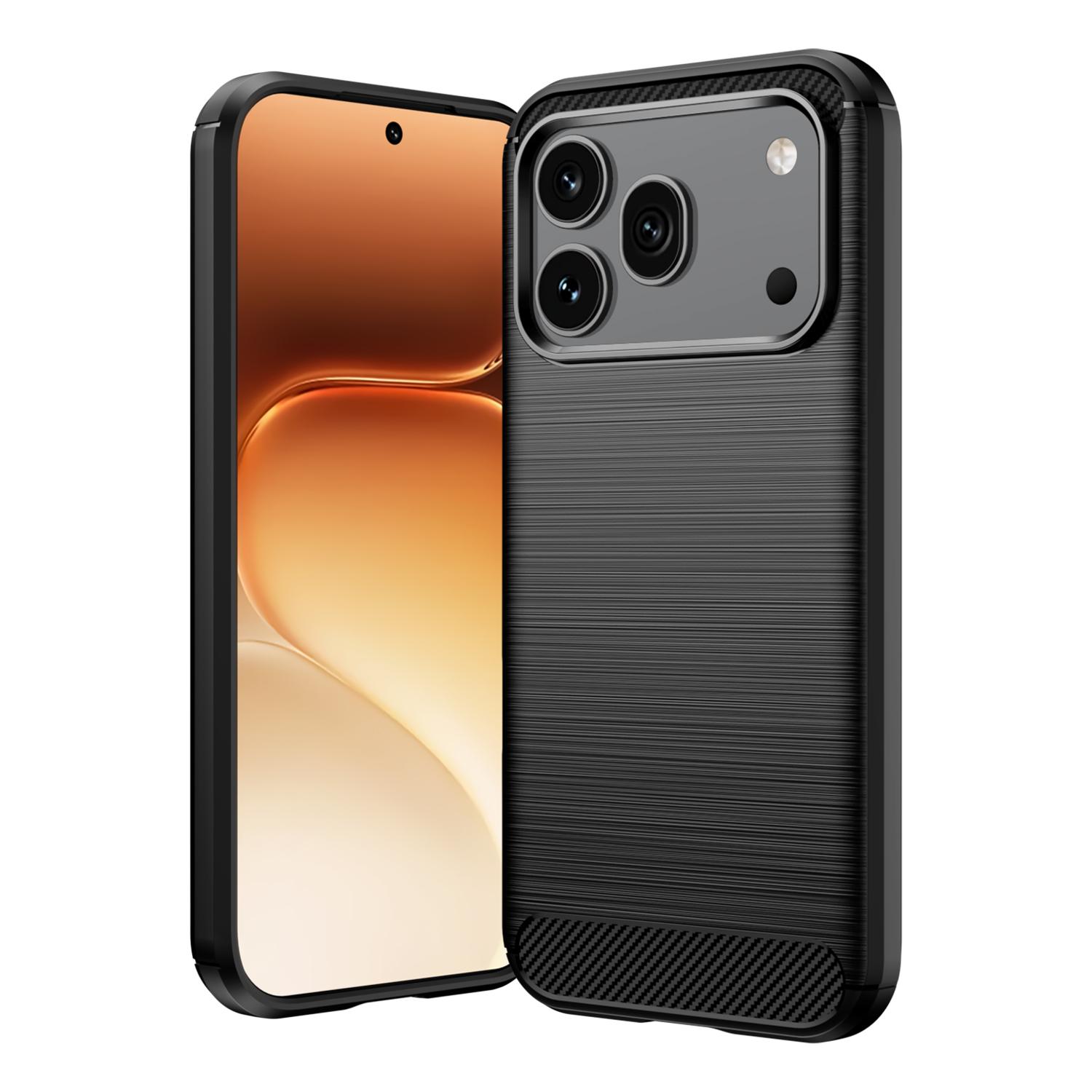 For Honor 600 Global Carbon Fiber Brushed Texture TPU Phone Case(Black)