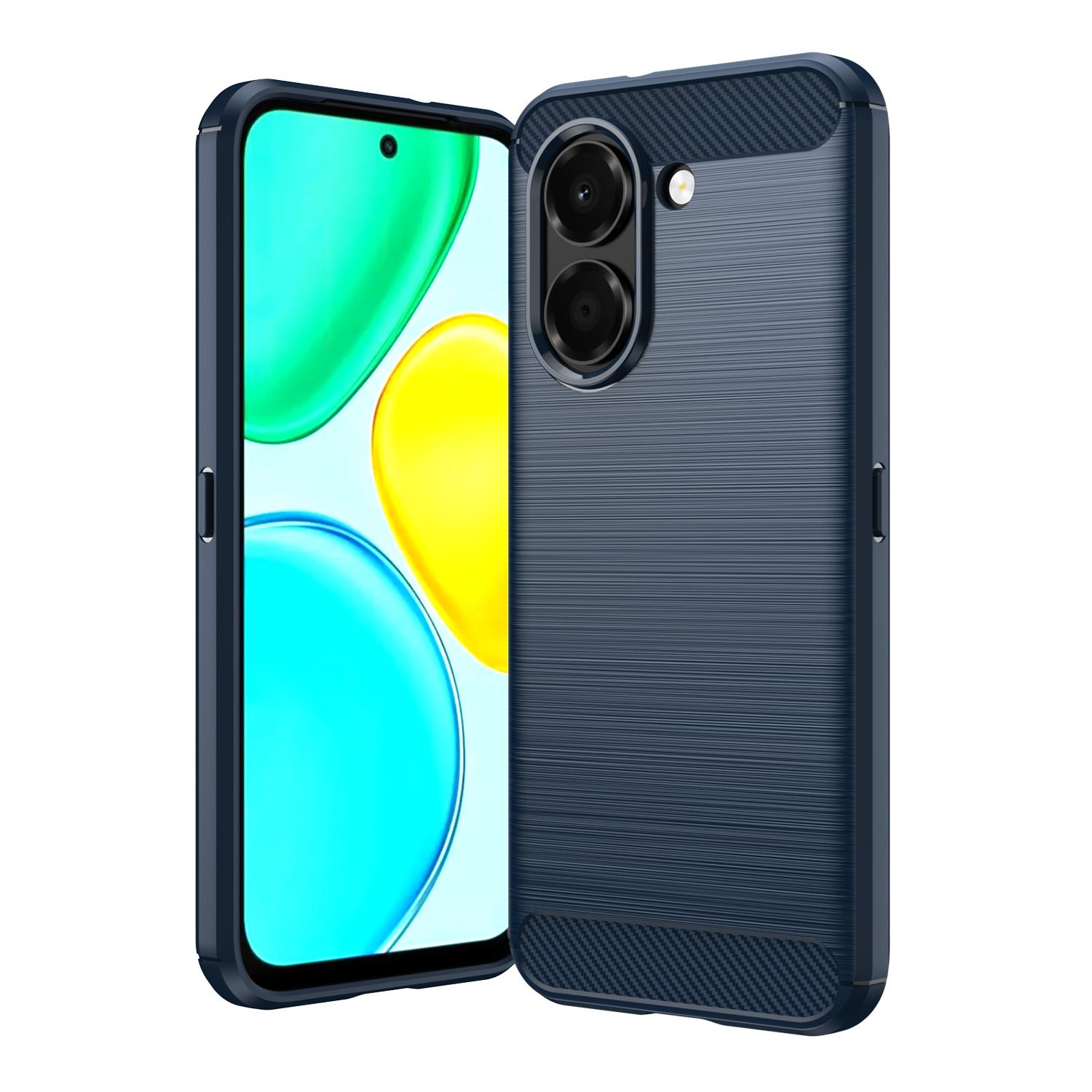 For Honor X7e 4G Carbon Fiber Brushed Texture TPU Phone Case(Blue) - Shopkiz.com