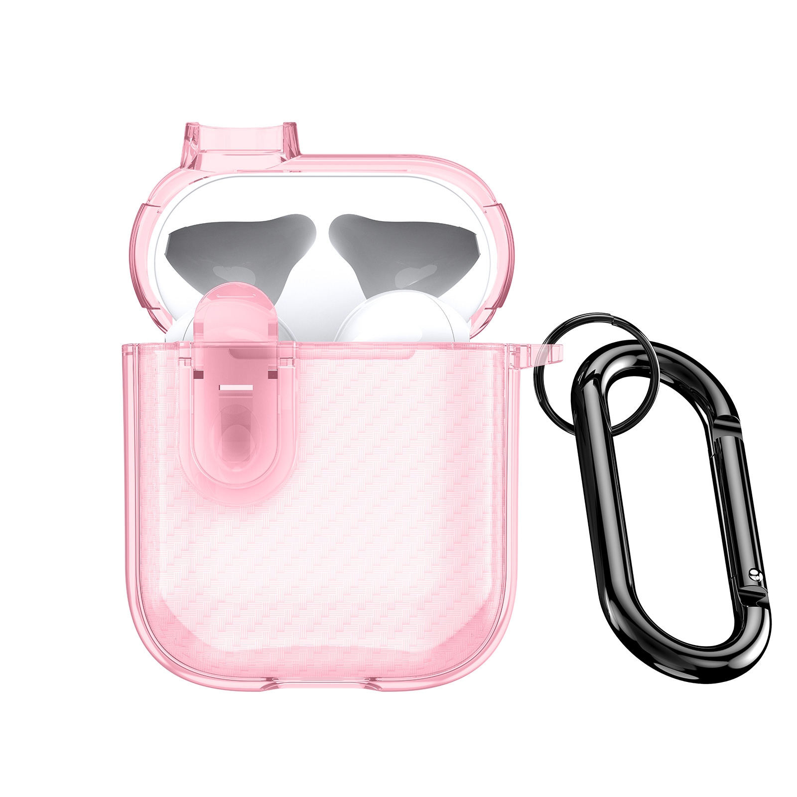 For AirPods 1/2 DUX DUCIS PECK Series Split Transparent Carbon Fiber Earphone Case(Pink) - Shopkiz.com