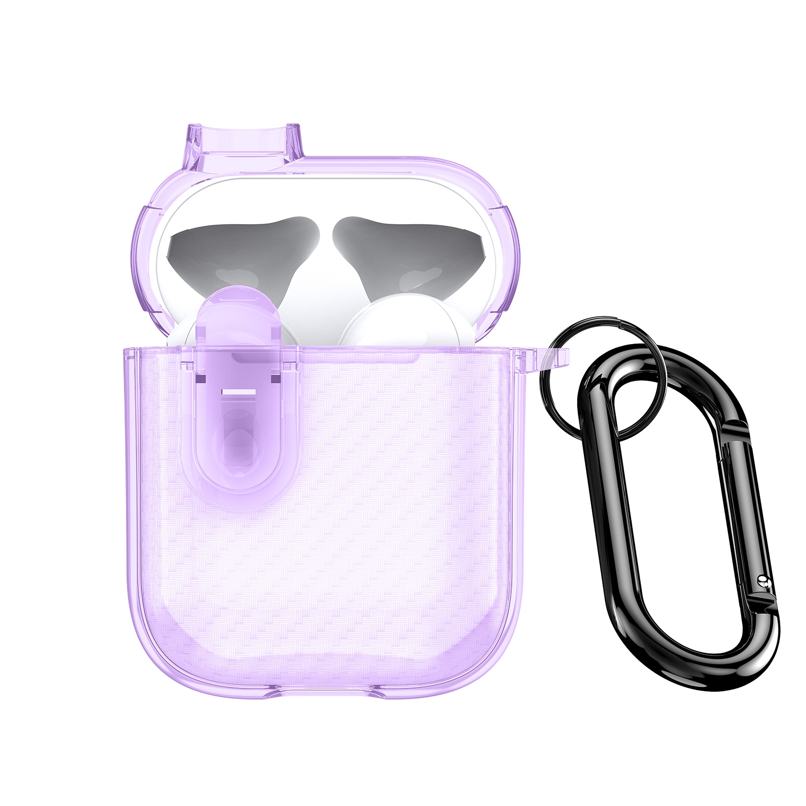 For AirPods 1/2 DUX DUCIS PECK Series Split Transparent Carbon Fiber Earphone Case(Purple) - Shopkiz.com