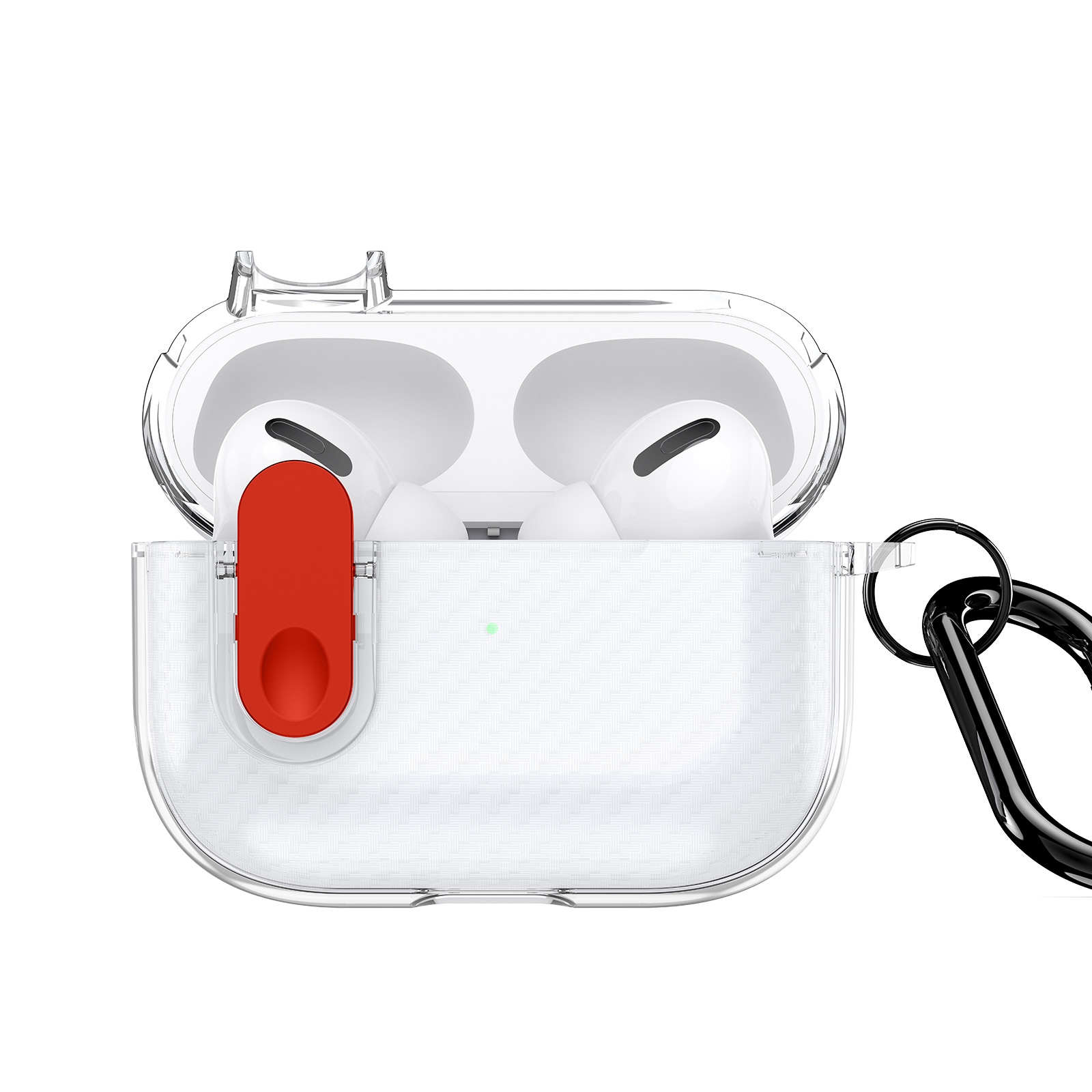 For AirPods Pro 2 DUX DUCIS PECK Series Split Transparent Carbon Fiber Earphone Case(Transparent Red) - Shopkiz.com