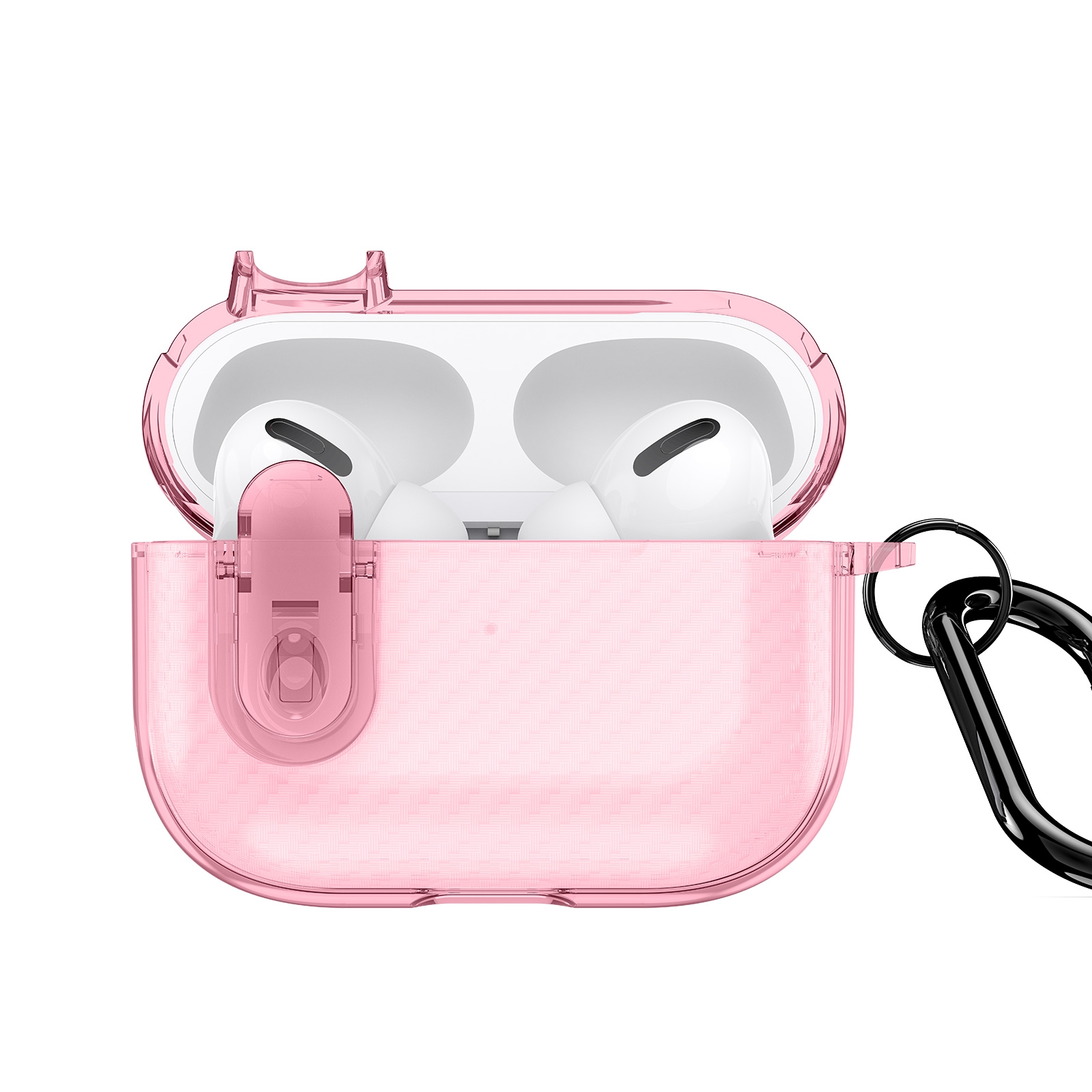 For AirPods Pro DUX DUCIS PECK Series Split Transparent Carbon Fiber Earphone Case(Pink) - Shopkiz.com