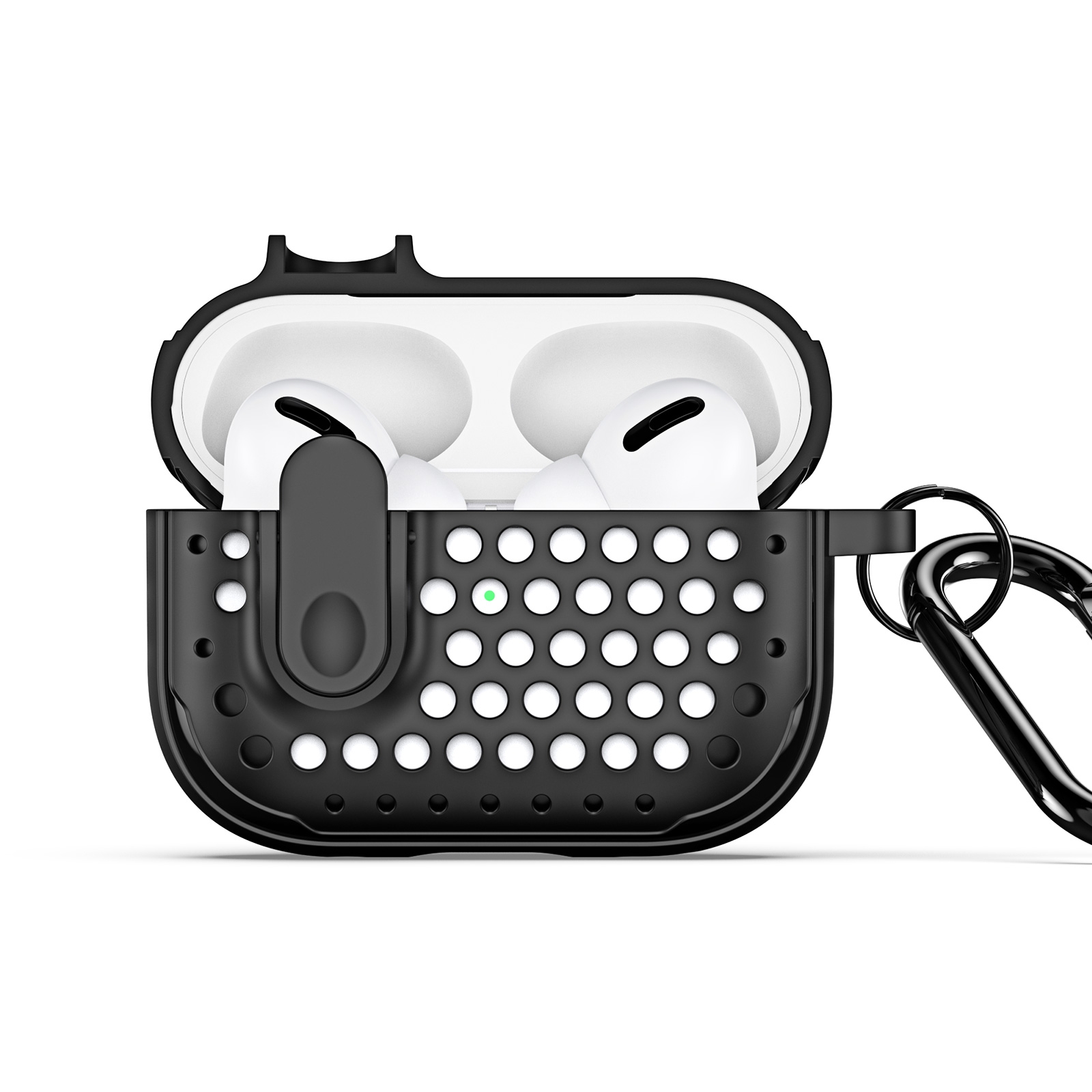 For AirPods Pro 2 DUX DUCIS PECM Series Split Peak Hollow Earphone Case with Hook(Black) - Shopkiz.com