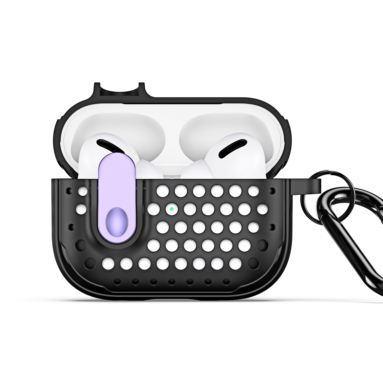 For AirPods Pro DUX DUCIS PECM Series Split Peak Hollow Earphone Case with Hook(Black Purple) - Shopkiz.com