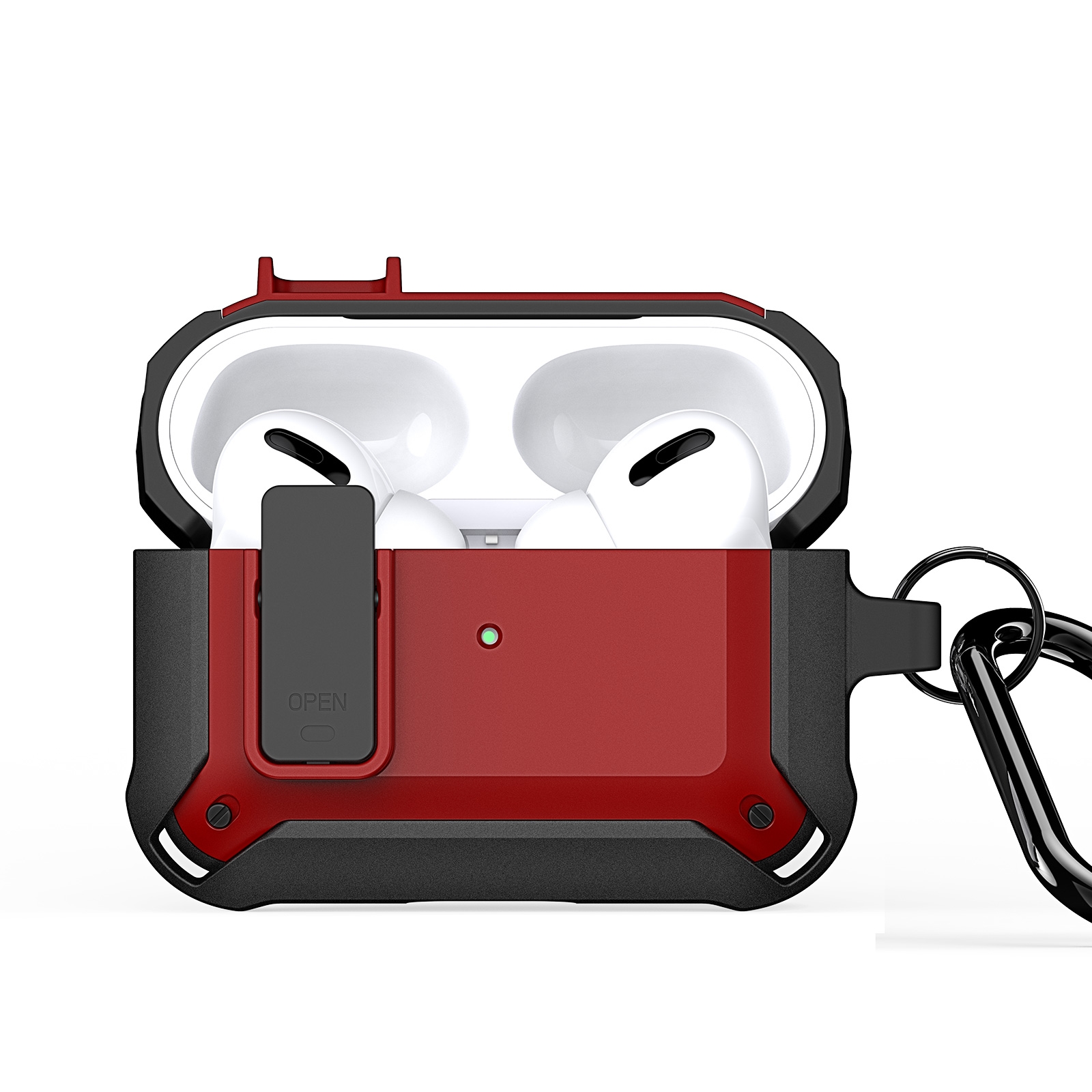 For AirPods Pro 2 DUX DUCIS PECO Series Split Two-color Earphone Case with Hook(Black Red) - Shopkiz.com