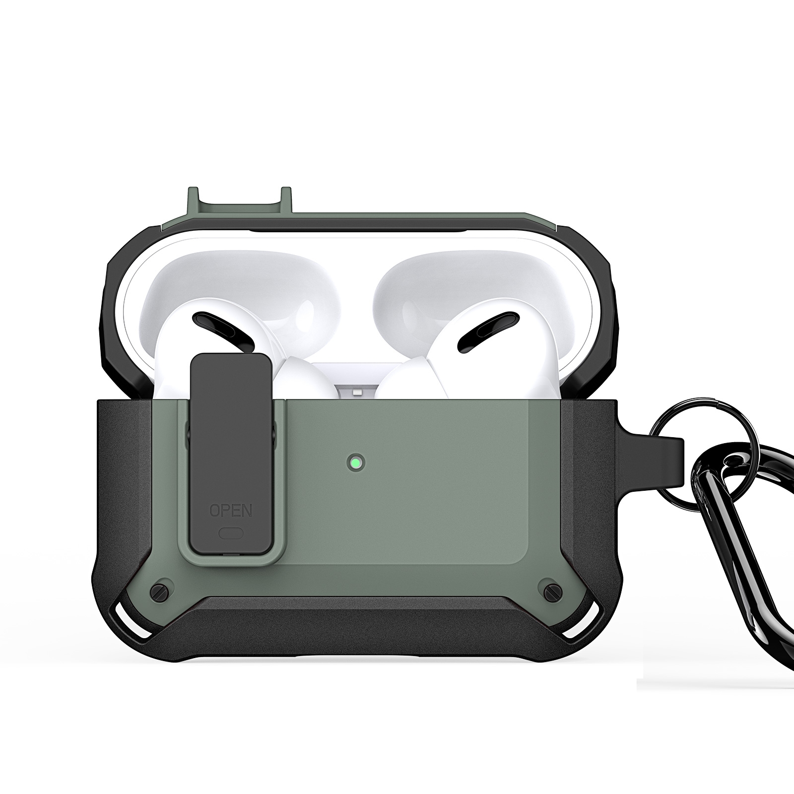For AirPods Pro DUX DUCIS PECO Series Split Two-color Earphone Case with Hook(Black Green) - Shopkiz.com
