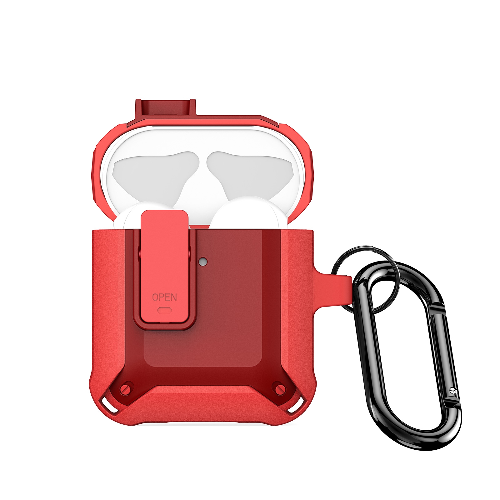 For AirPods 1/2 DUX DUCIS PECO Series Split Two-color Earphone Case with Hook(Red) - Shopkiz.com