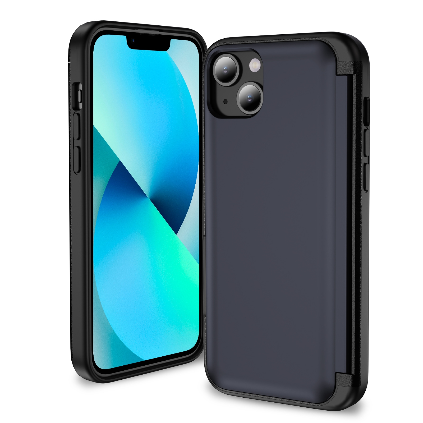 For iPhone 13 3 in 1 Flip Holder Phone Case(Royal Blue) - Shopkiz.com