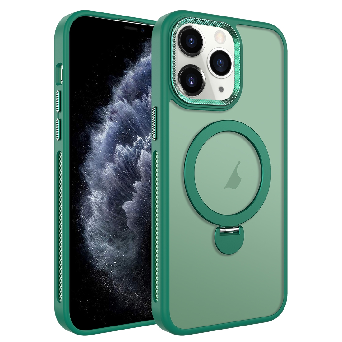 For iPhone 11 Pro Max MagSafe Magnetic Holder Breathable Phone Case(Green) - Shopkiz.com