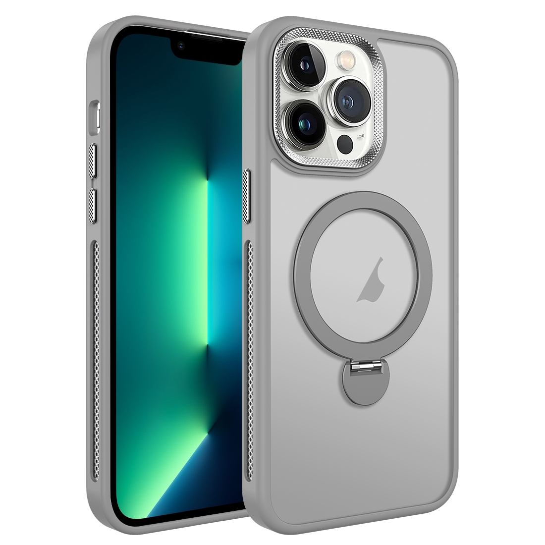 For iPhone 13 Pro MagSafe Magnetic Holder Breathable Phone Case(Grey) - Shopkiz.com
