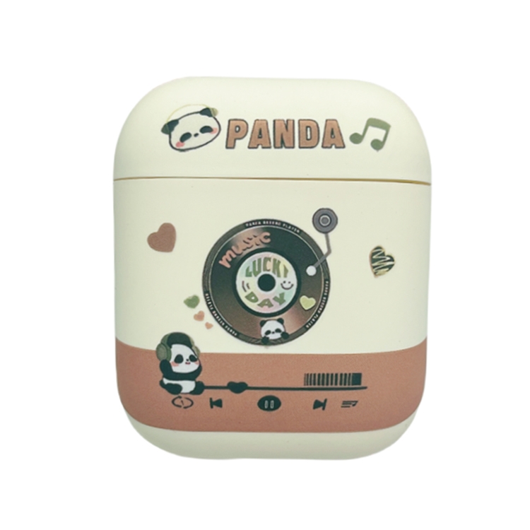 For AirPods 2 / 1 Panda Records Pattern Earbuds Box Frosted TPU Case(White) - Shopkiz.com