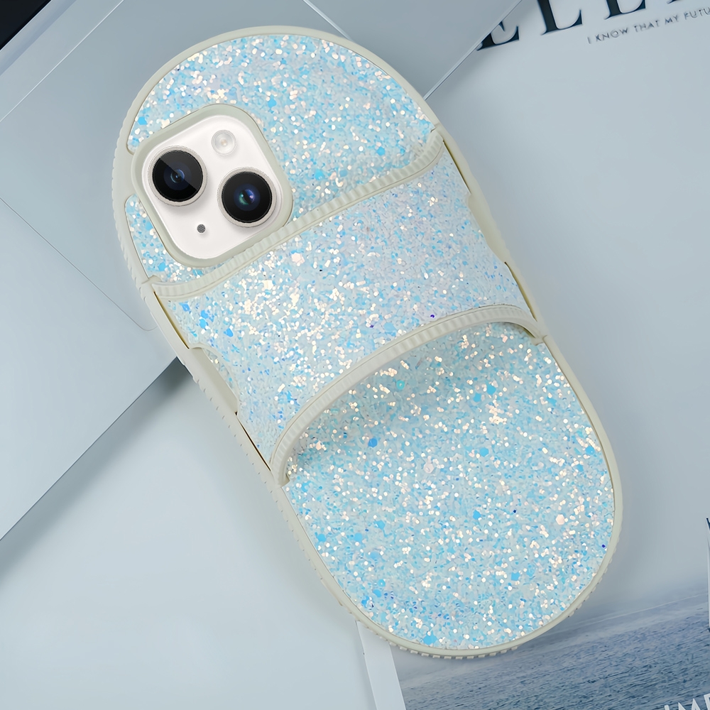 For iPhone 13 Creative Glitter Slipper Design TPU Shockproof Phone Case(white) - Shopkiz.com