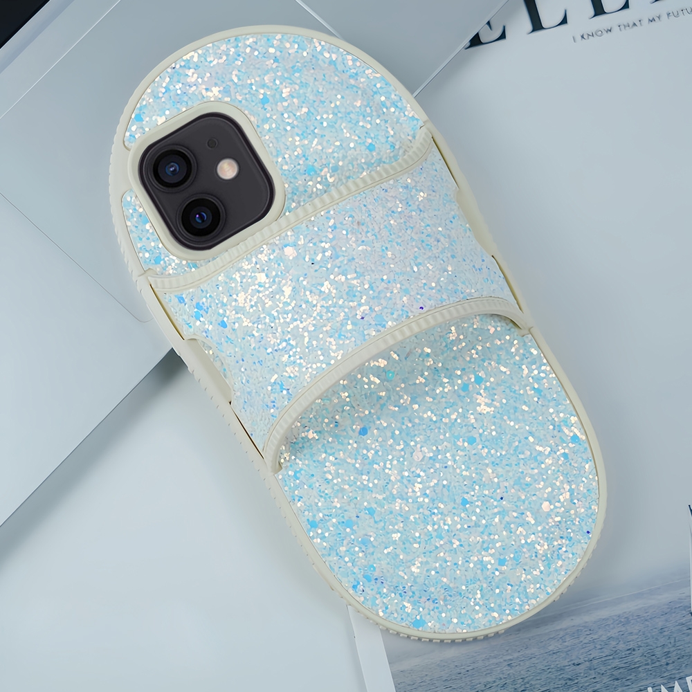For iPhone 12 Creative Glitter Slipper Design TPU Shockproof Phone Case(white) - Shopkiz.com