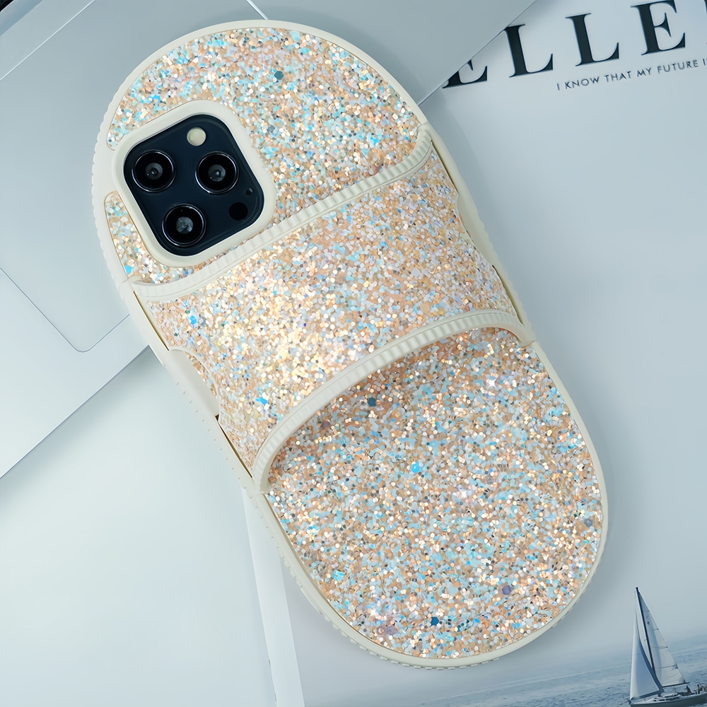 For iPhone 12 Pro Max Creative Glitter Slipper Design TPU Shockproof Phone Case(Gold) - Shopkiz.com