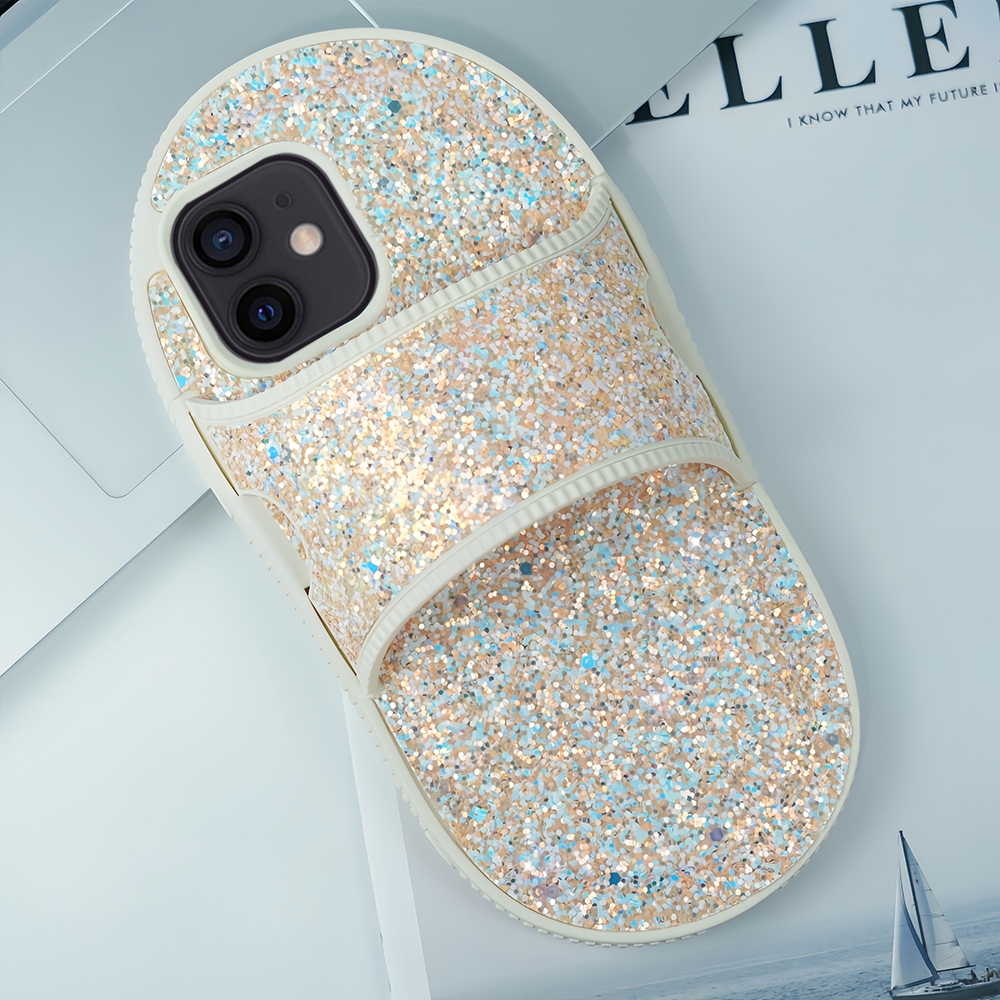 For iPhone 11 Creative Glitter Slipper Design TPU Shockproof Phone Case(Gold) - Shopkiz.com