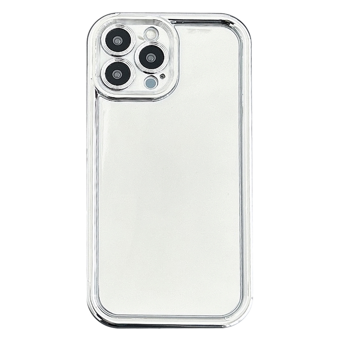 For iPhone 15 Pro Max Electroplated Mirror Straight Edge TPU Phone Case(Silver) - Shopkiz.com