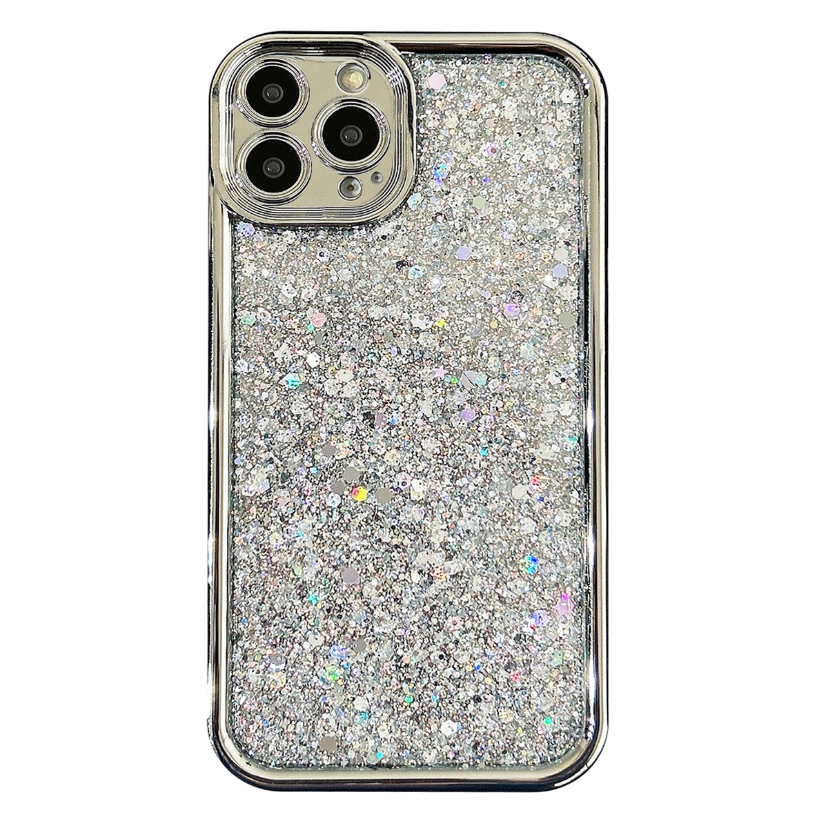 For iPhone 14 Pro Max Electroplated TPU Glitter Powder Phone Case(Silver) - Shopkiz.com