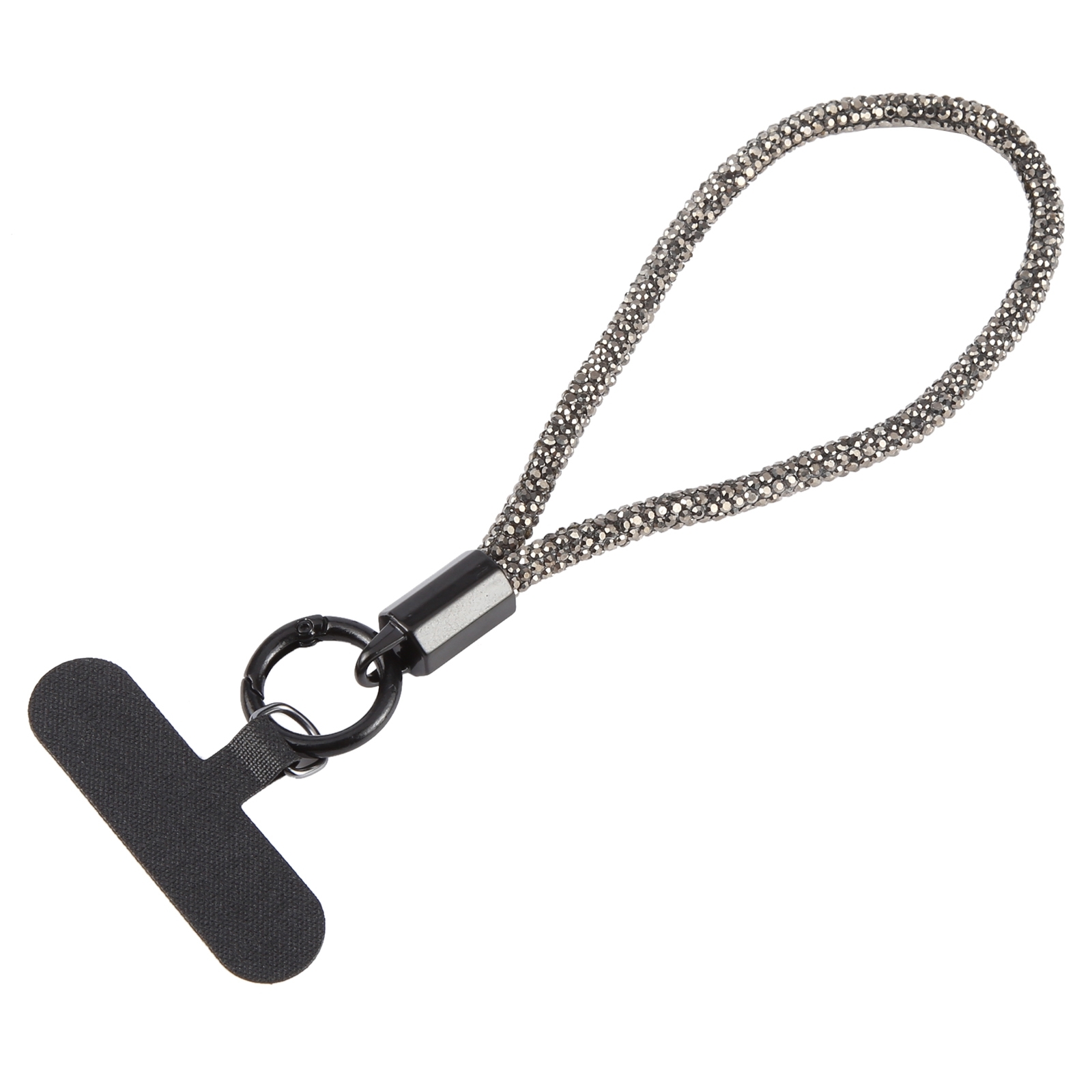 Sparkling Diamond Round Anti-lost Rope Short Lanyard(Black) - Shopkiz.com