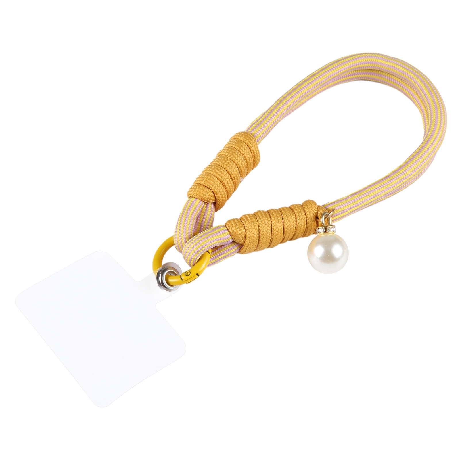 Dopamine Color Pearl Round Twist Rope Short Lanyard(Yellow) - Shopkiz.com