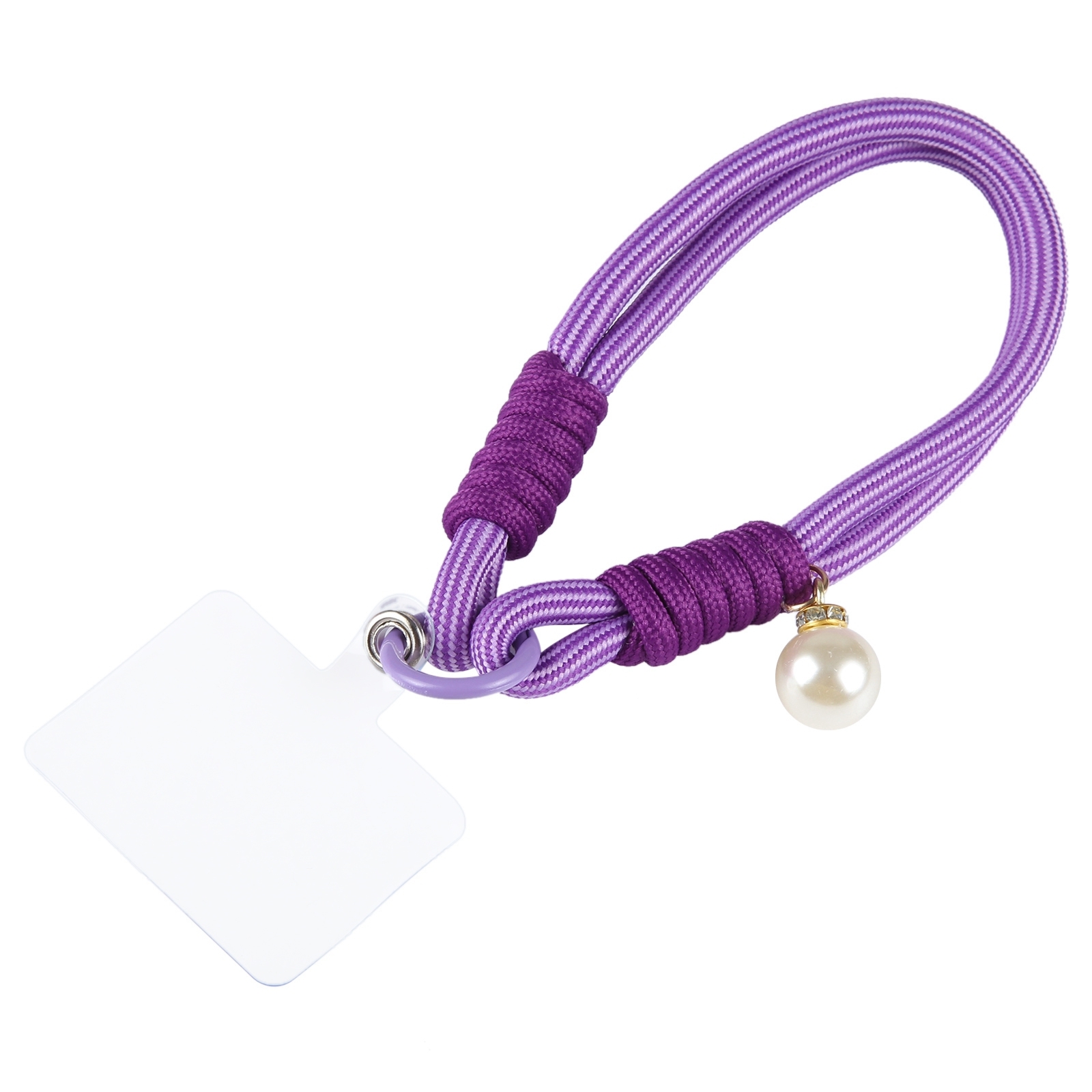 Dopamine Color Pearl Round Twist Rope Short Lanyard(Purple) - Shopkiz.com