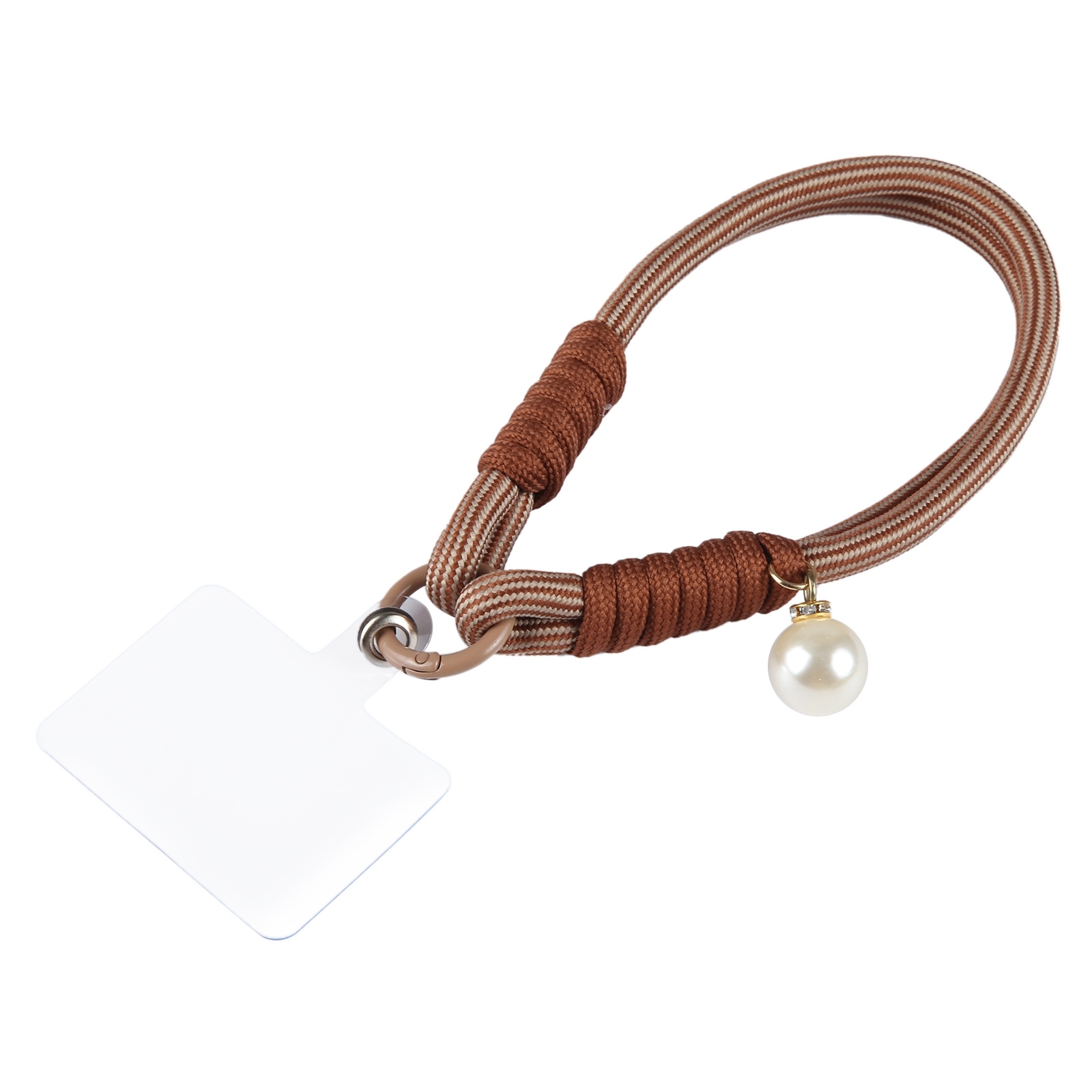 Dopamine Color Pearl Round Twist Rope Short Lanyard(Brown) - Shopkiz.com