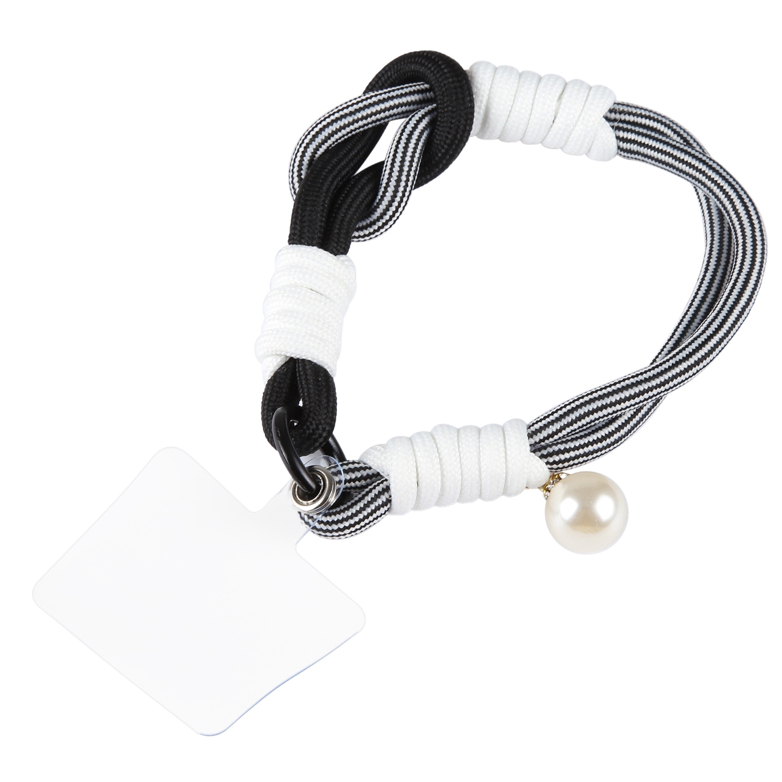Pearl Splicing Round Twist Rope Short Lanyard(Black White) - Shopkiz.com