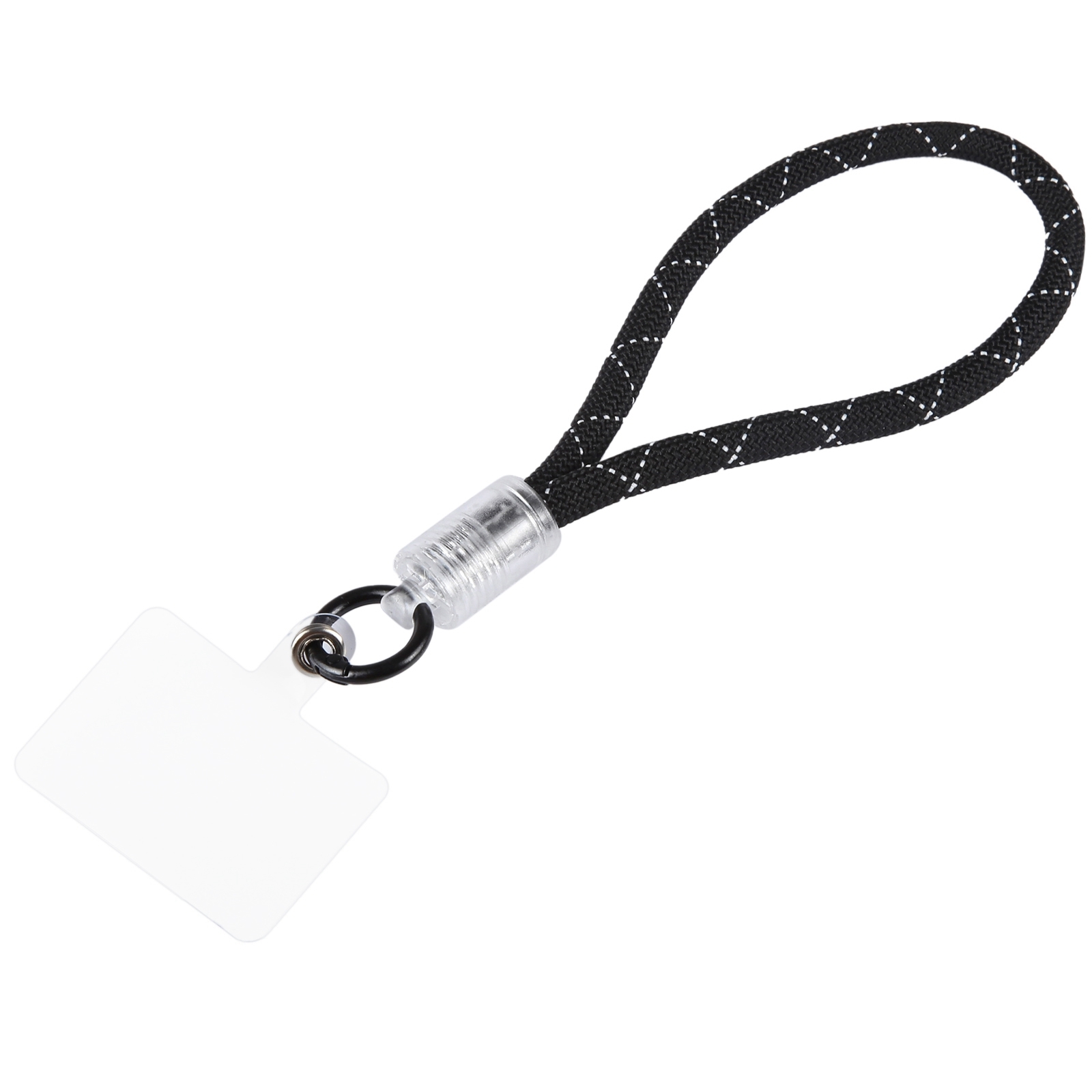Plastic Buckle Round Twist Rope Short Lanyard(Black White Line) - Shopkiz.com