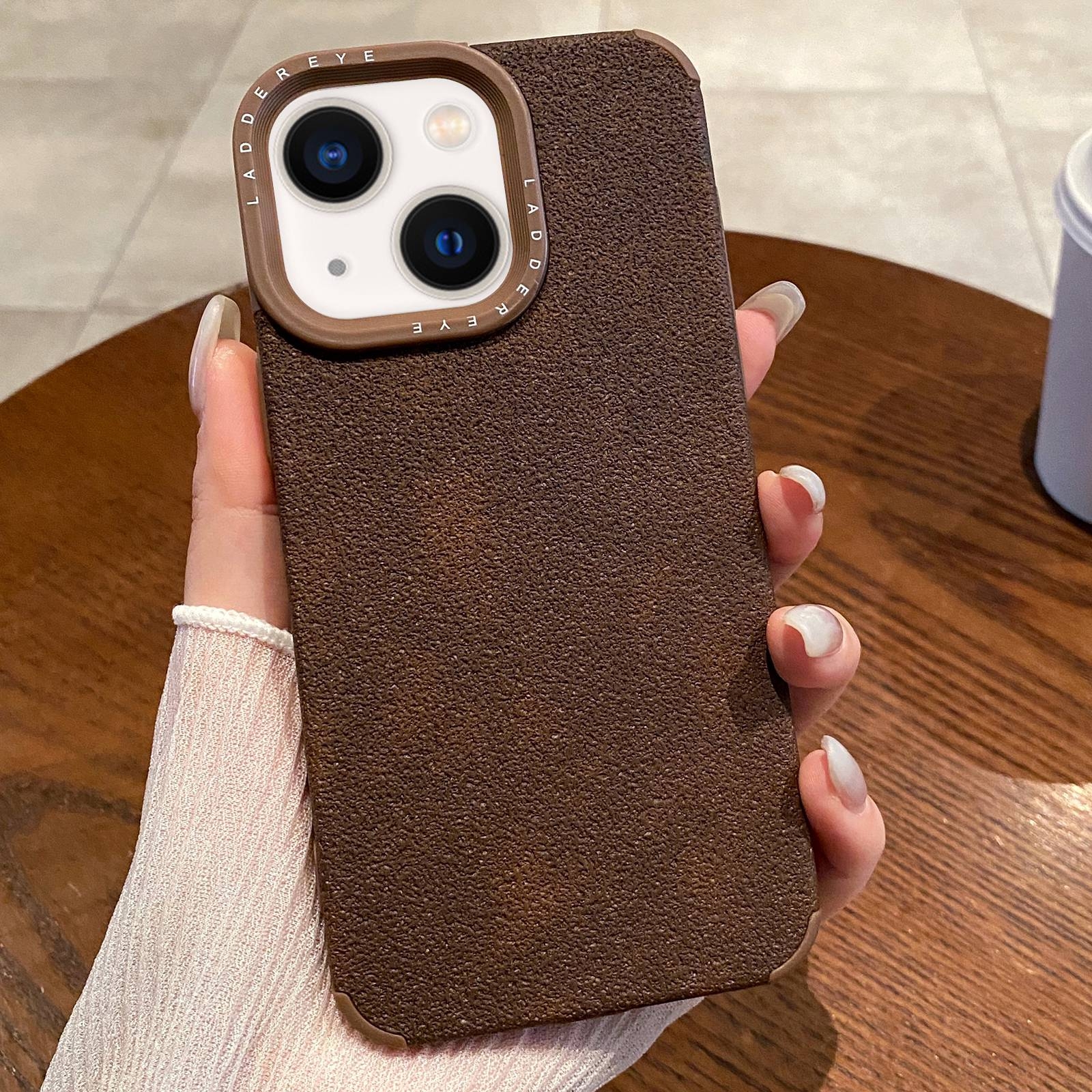 For iPhone 14 Creative Lunar Craters TPU Full Coverage Shockproof Phone Case(Coffee) - Shopkiz.com