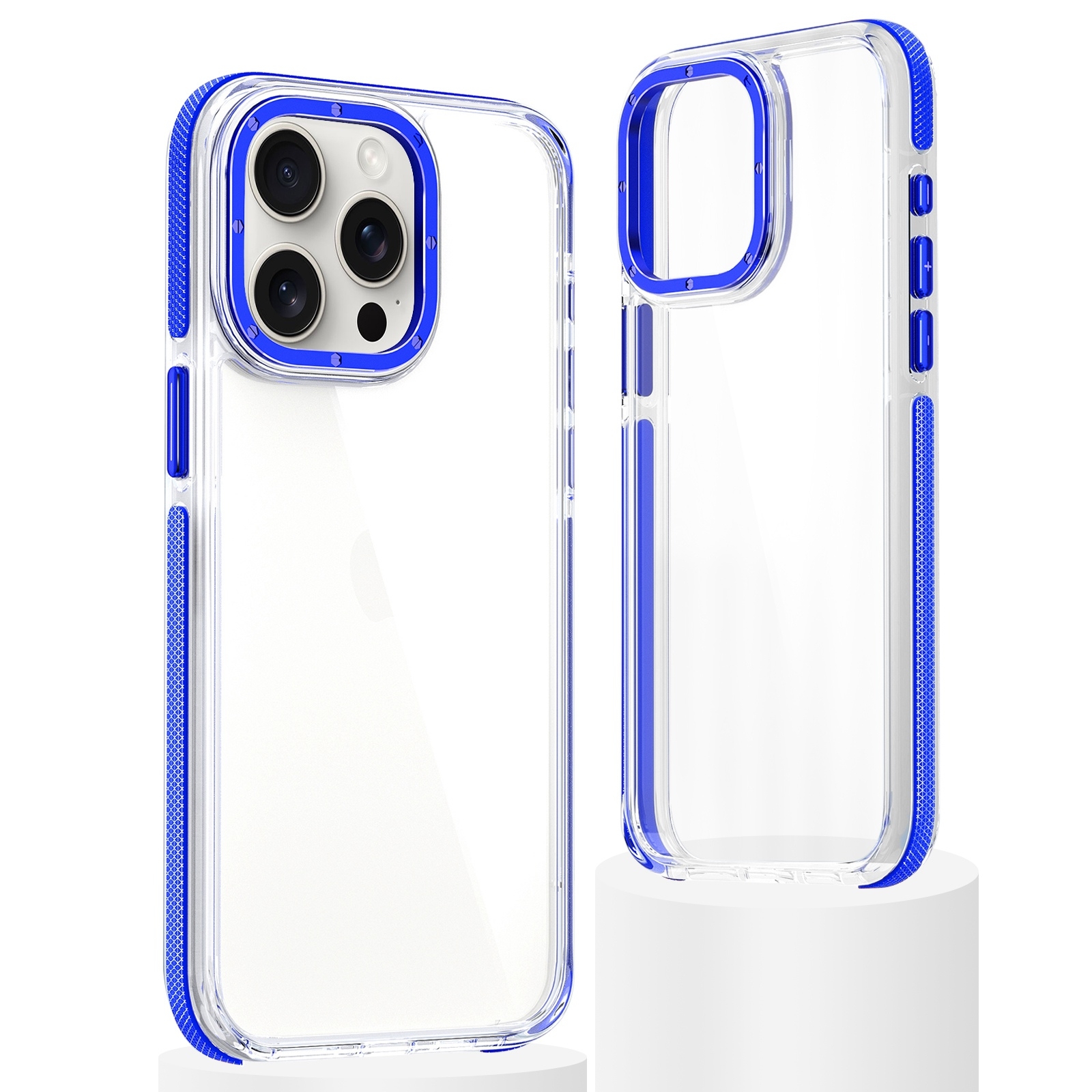 For iPhone 14 Pro Max Dual-Color Clear Acrylic Hybrid TPU Phone Case(Blue) - Shopkiz.com