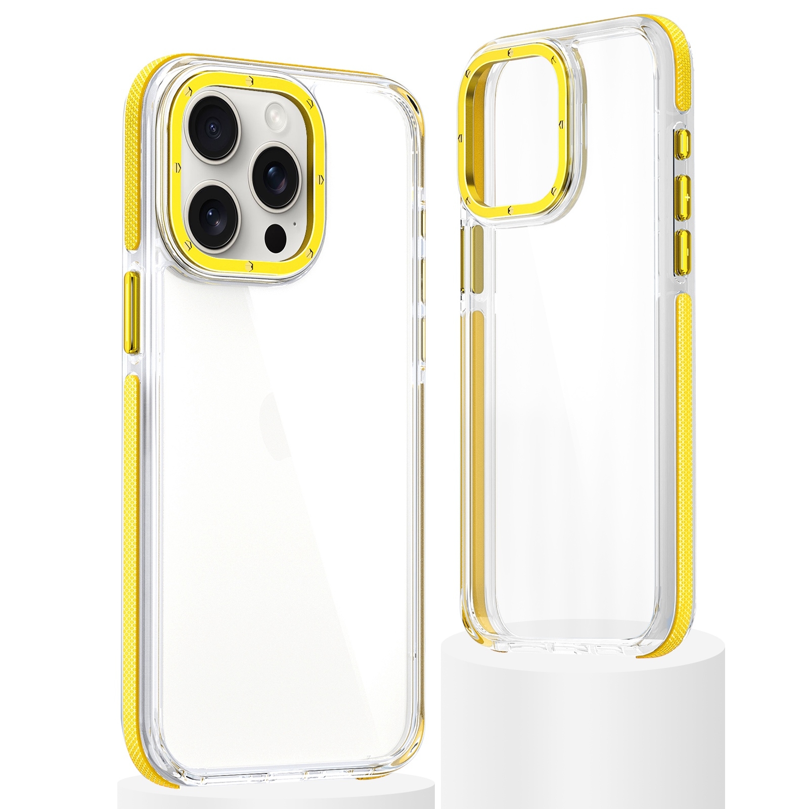 For iPhone 13 Pro Dual-Color Clear Acrylic Hybrid TPU Phone Case(Yellow) - Shopkiz.com