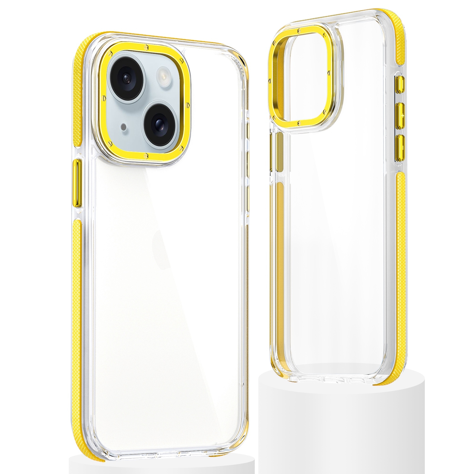 For iPhone 13 Dual-Color Clear Acrylic Hybrid TPU Phone Case(Yellow) - Shopkiz.com