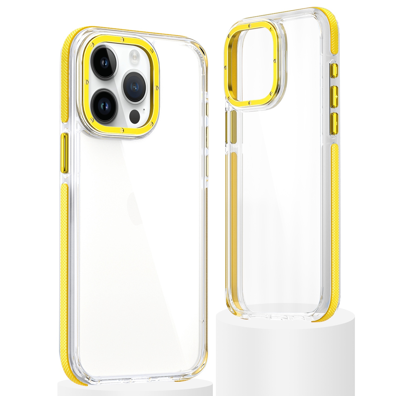 For iPhone 12 Pro Max Dual-Color Clear Acrylic Hybrid TPU Phone Case(Yellow) - Shopkiz.com