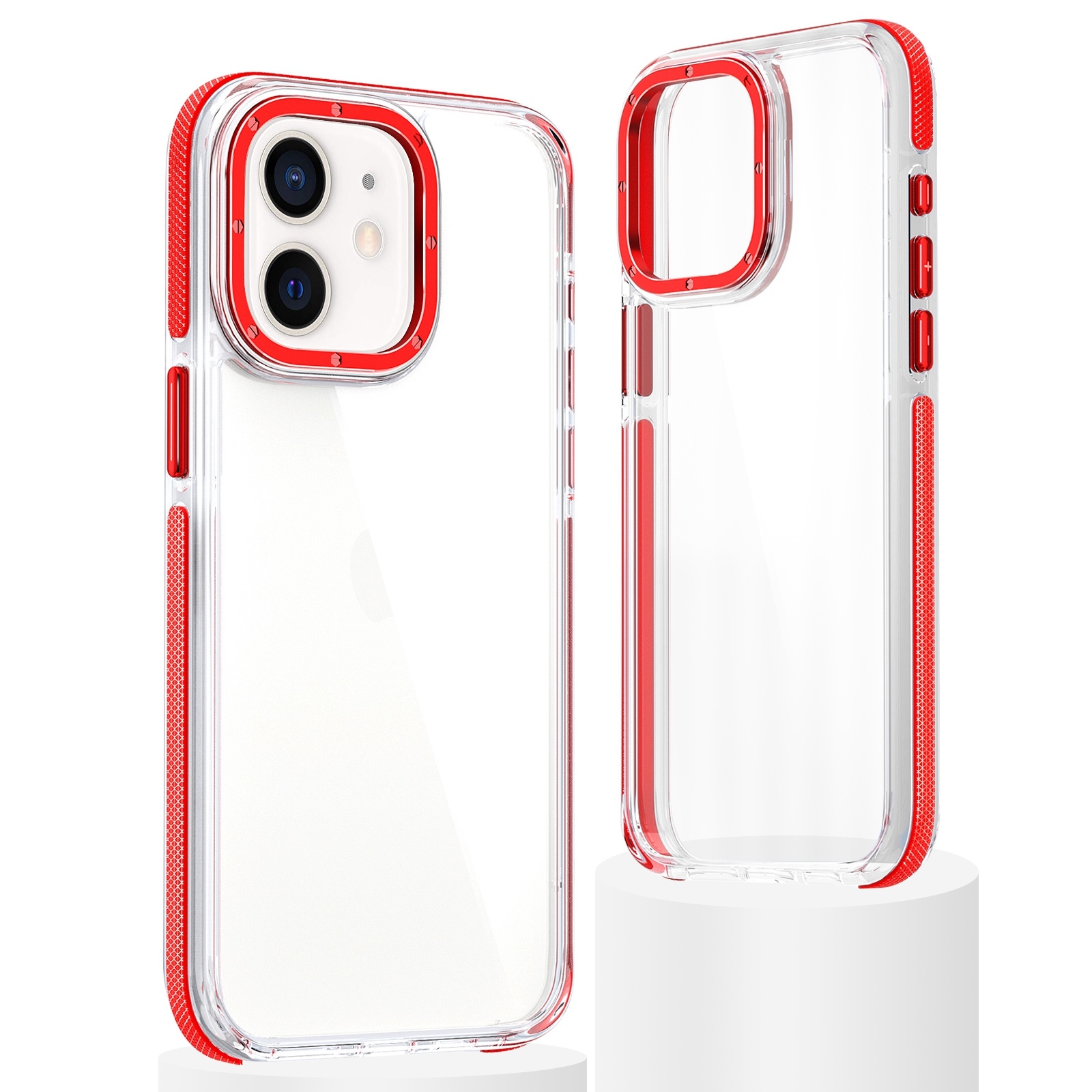 For iPhone 11 Dual-Color Clear Acrylic Hybrid TPU Phone Case(Red) - Shopkiz.com