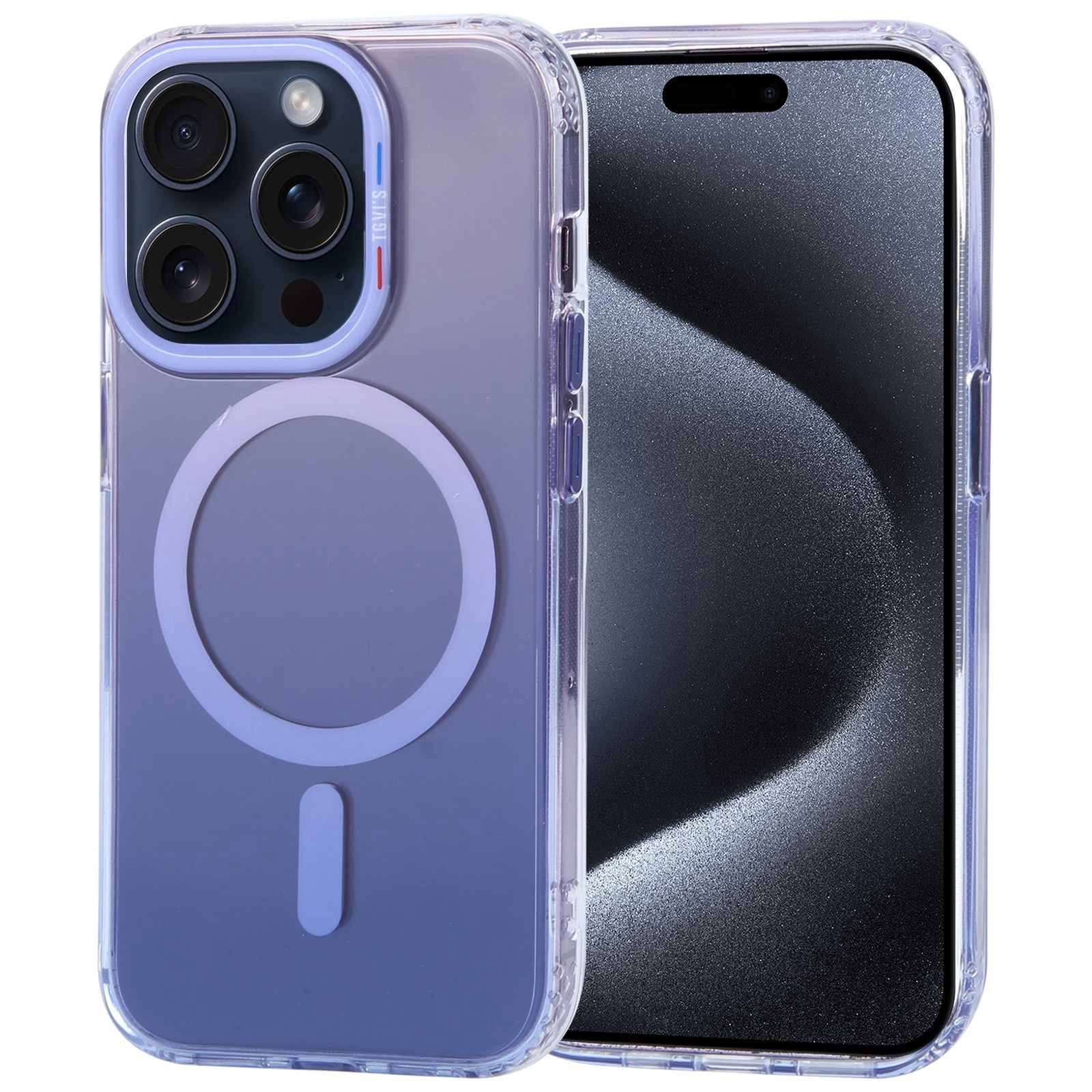 For iPhone 15 Pro TGVIS Aurora Series MagSafe Magnetic Phone Case(Gradient Purple) - Shopkiz.com