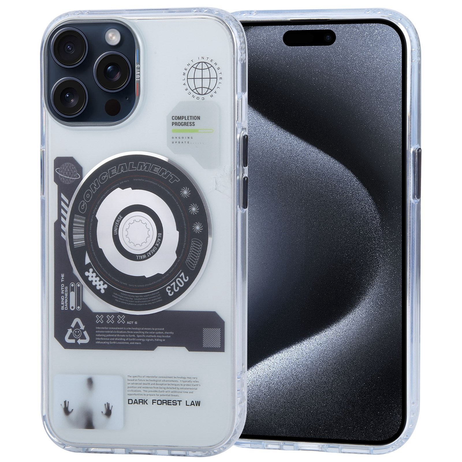For iPhone 15 Pro TGVIS Space Series Explore Laser CD MagSafe Magnetic Phone Case(Metal Gray) - Shopkiz.com