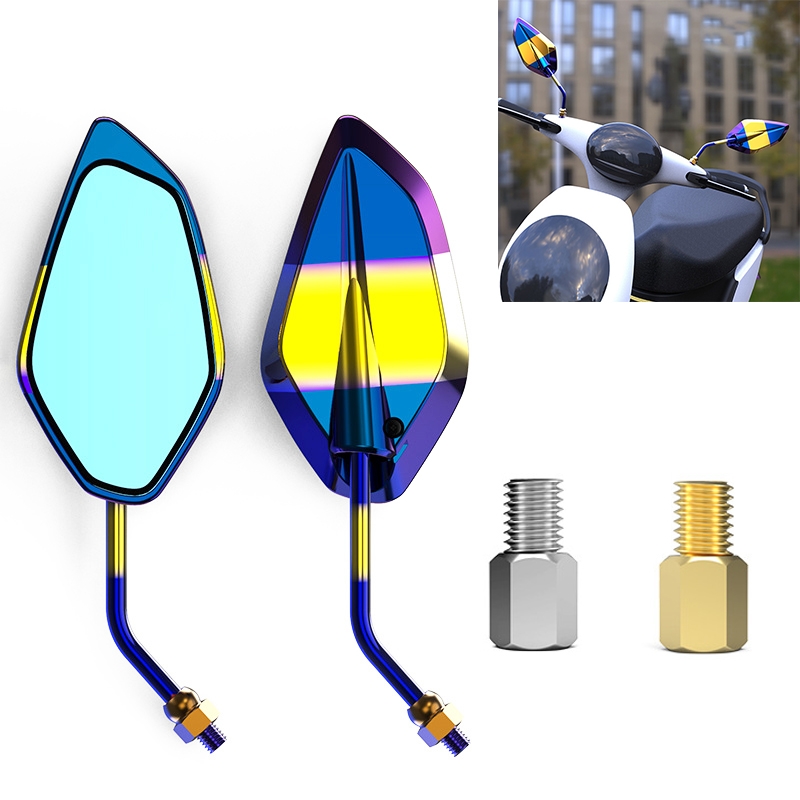 Motorcycle / Electromobile Modified Diamond-shaped Burnt Titanium Plating Rearview Mirror, Style:Gold Burnt Titanium - Shopkiz.com